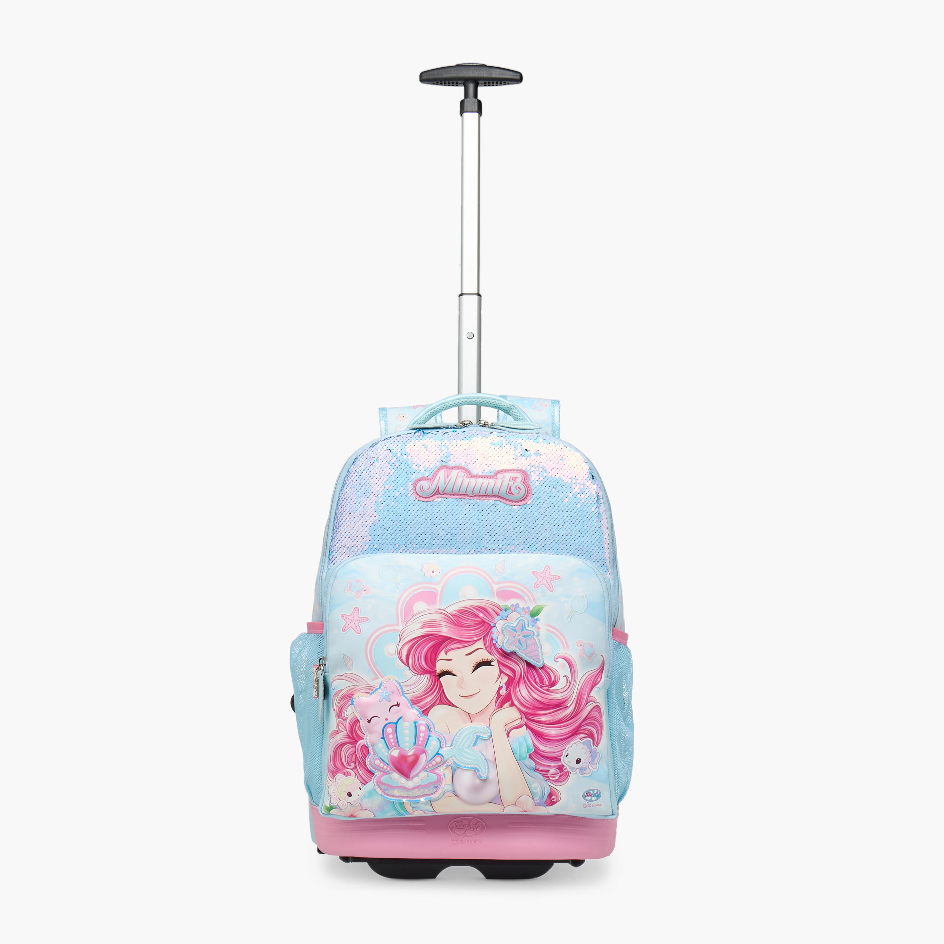 شنطة ترولي للبنات 5-8 سنوات بمقبض قابل للسحب وتصميم ميرميد من مينمي - 18 بوصة-school-bagsandbackpacks-trolleybags-image-7