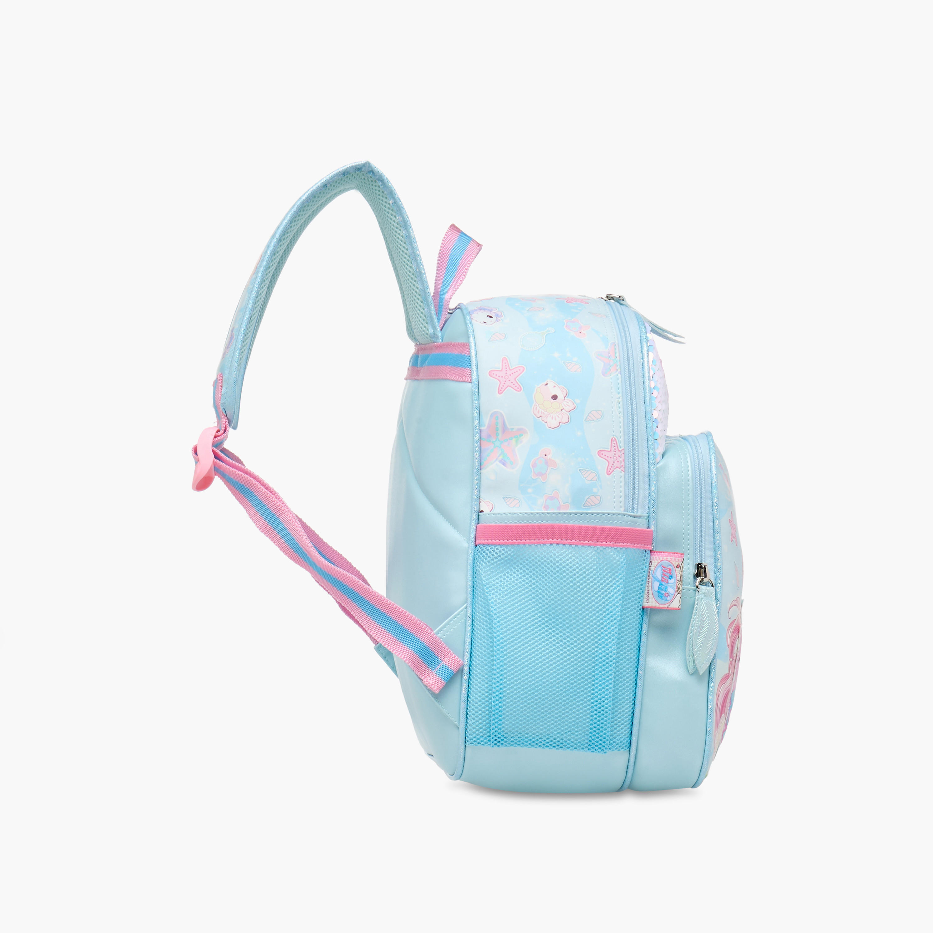 Minmie Mermaid Sequin Print 12-inch Backpack with Adjustable Shoulder Straps - 28x10x30 cms-school-bagsandbackpacks-backpacks-image-3