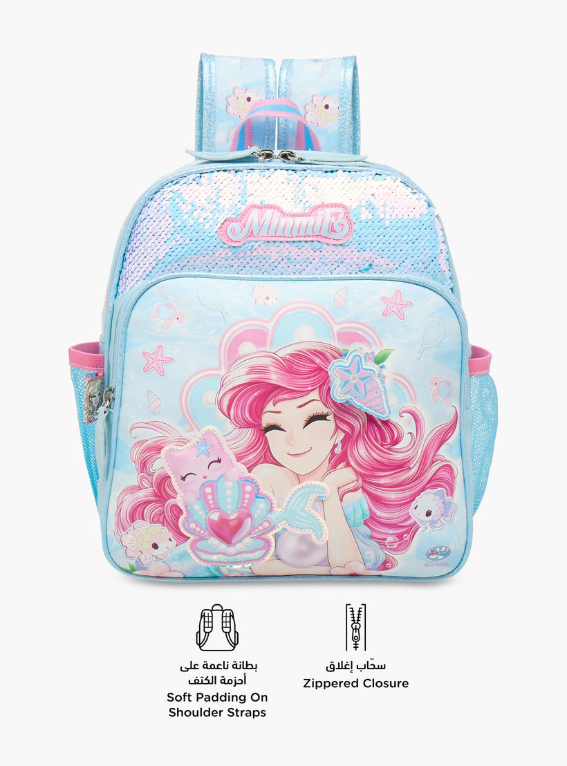 Minmie Mermaid Sequin Print 12-inch Backpack with Adjustable Shoulder Straps - 28x10x30 cms-school-bagsandbackpacks-backpacks-image-4