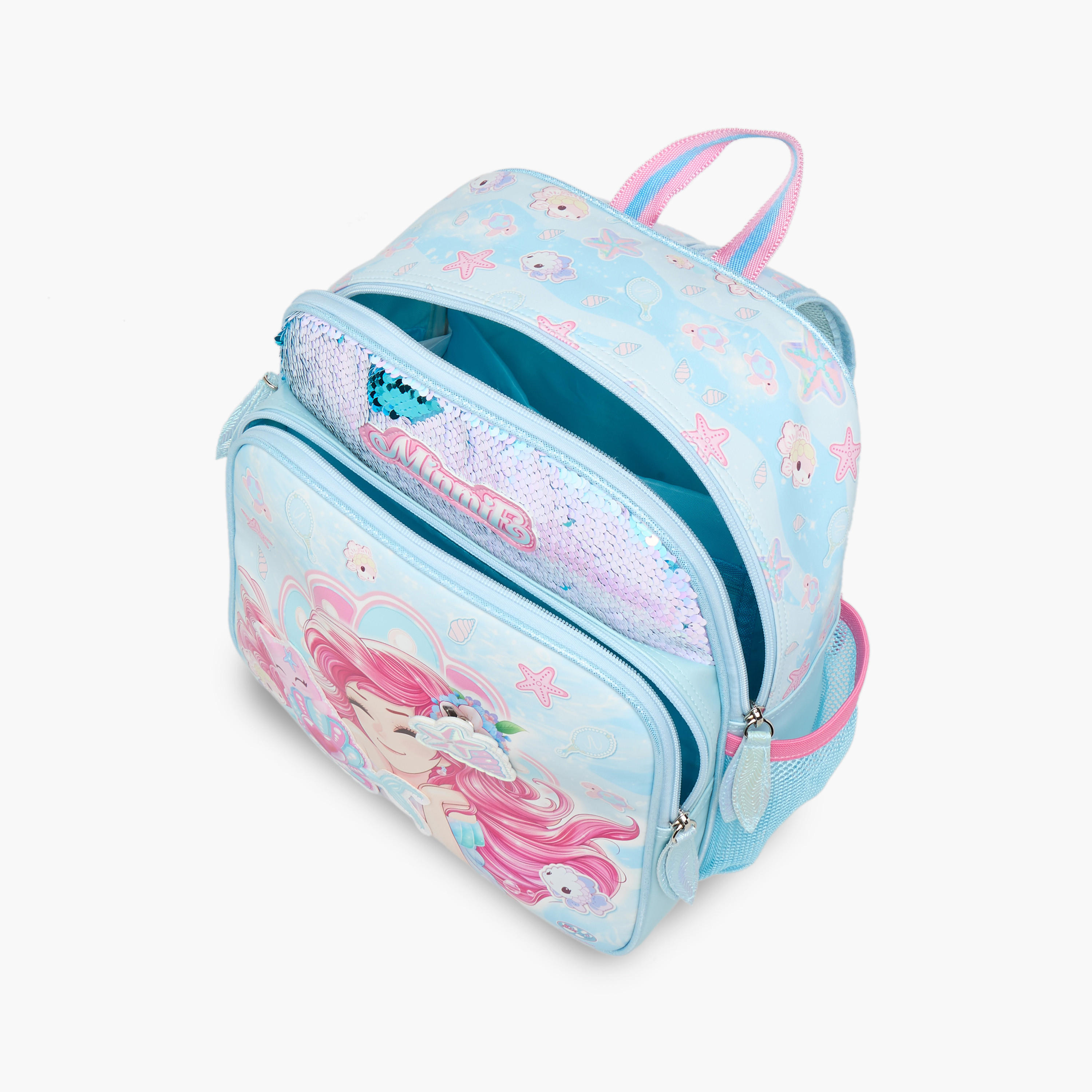 Minmie Mermaid Sequin Print 12-inch Backpack with Adjustable Shoulder Straps - 28x10x30 cms-school-bagsandbackpacks-backpacks-image-9