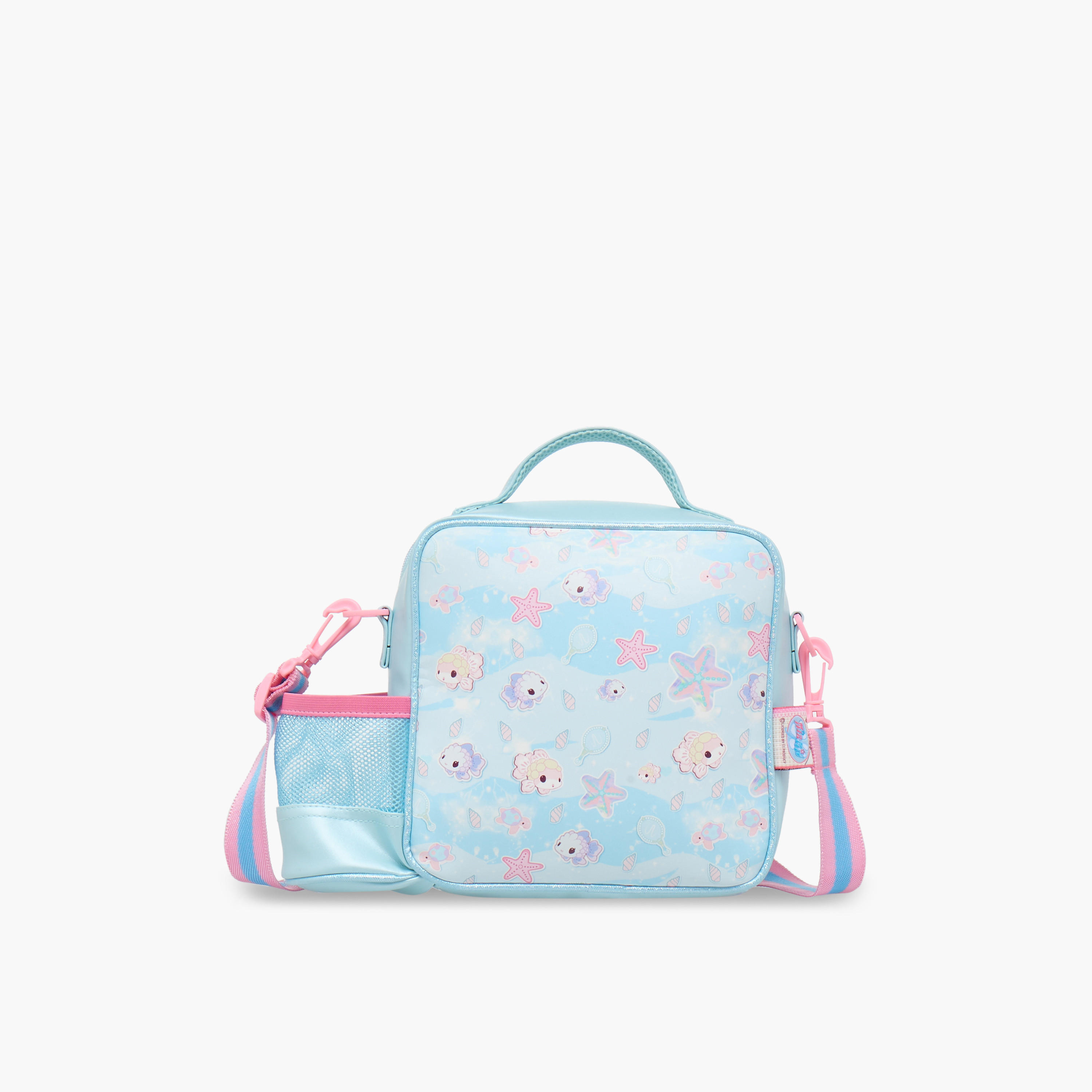 Minmie Mermaid Print Lunch Bag with Detachable Strap and Zip Closure-school-lunchessentials-lunchbags-image-3