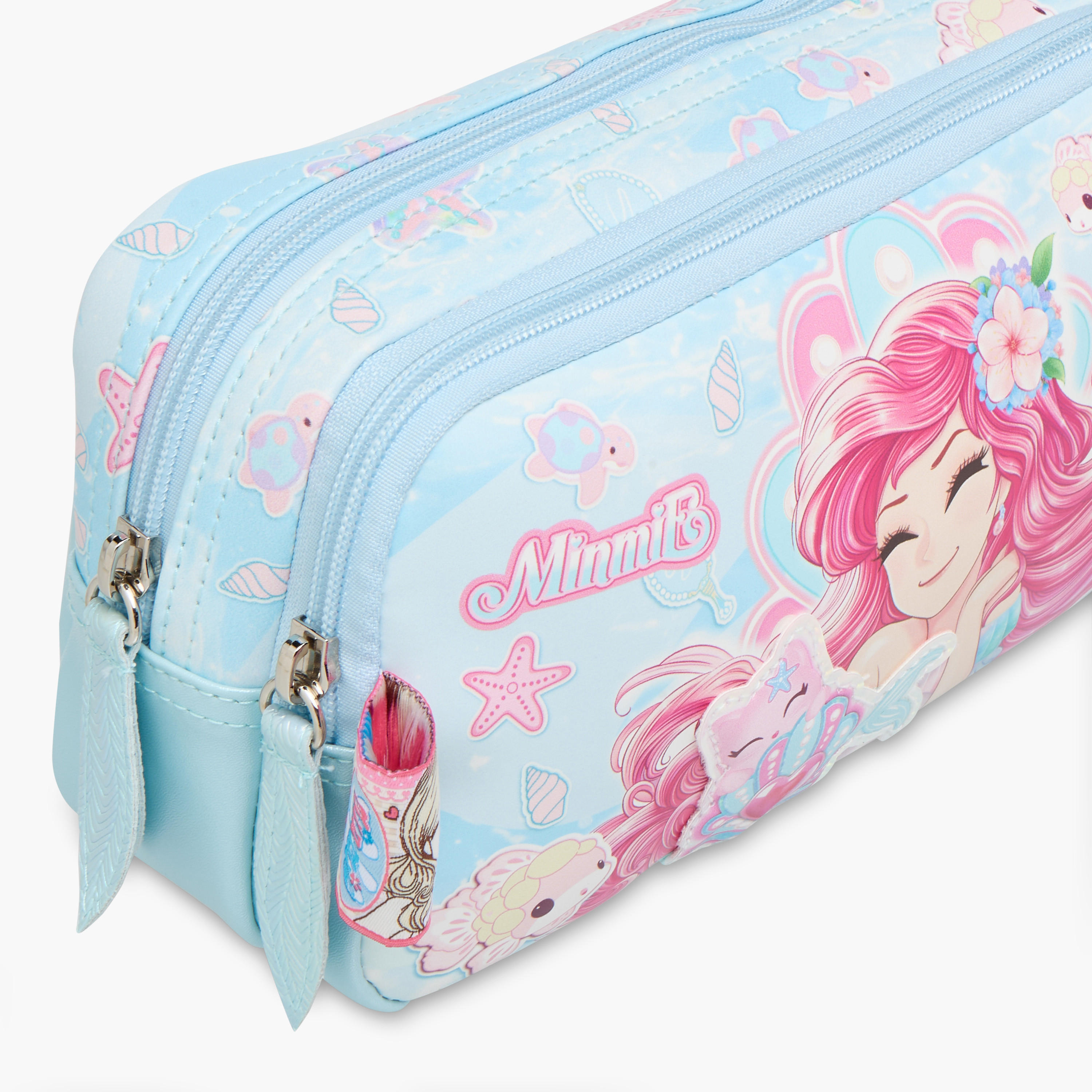 Minmie Mermaid Print Pencil Pouch with Zip Closure-school-stationery-pencilcases-image-4