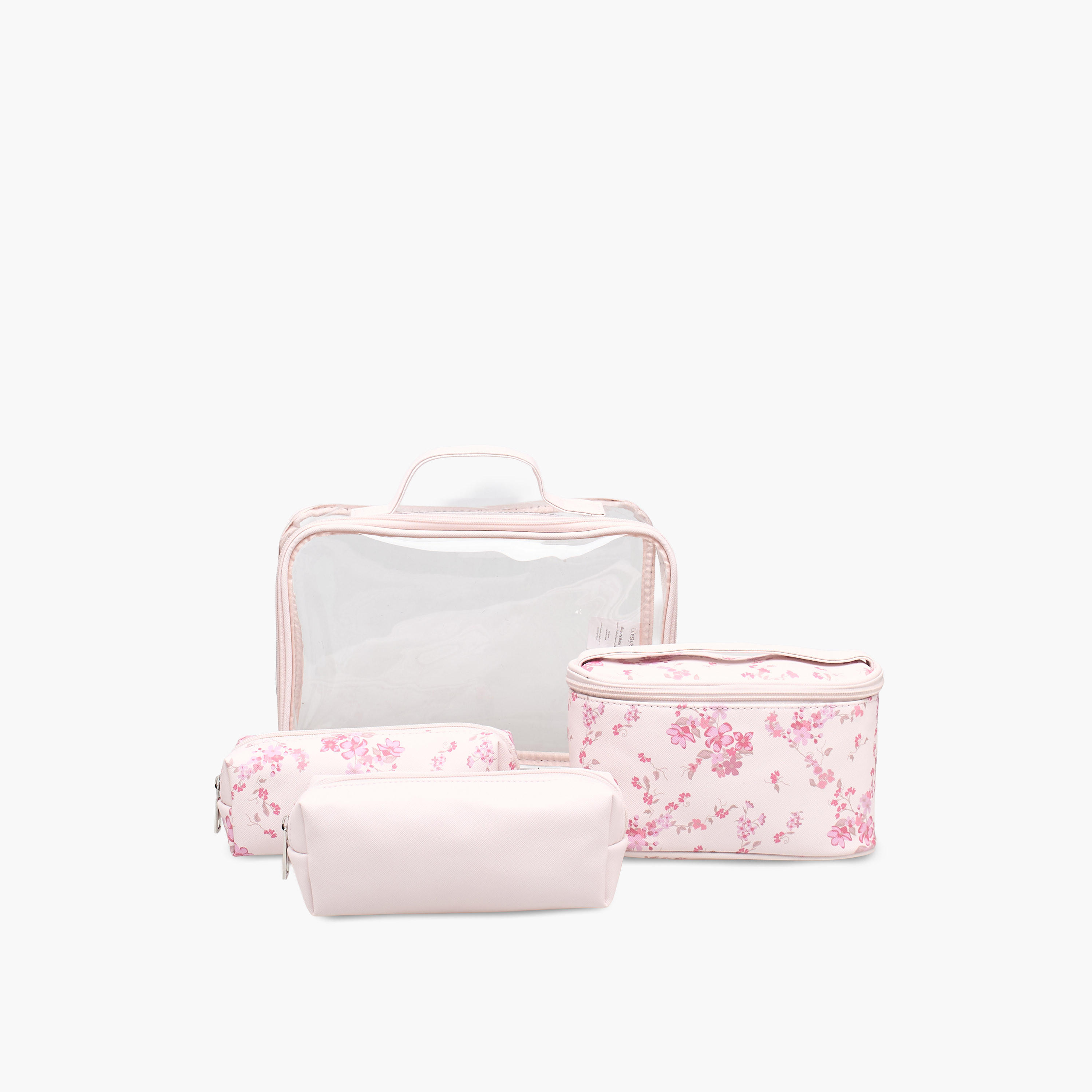 Floral Print 4-Piece Cosmetic Bag Set-beautyandpersonalcare-makeup-brushesandaccessories-makeuppouches-image-1