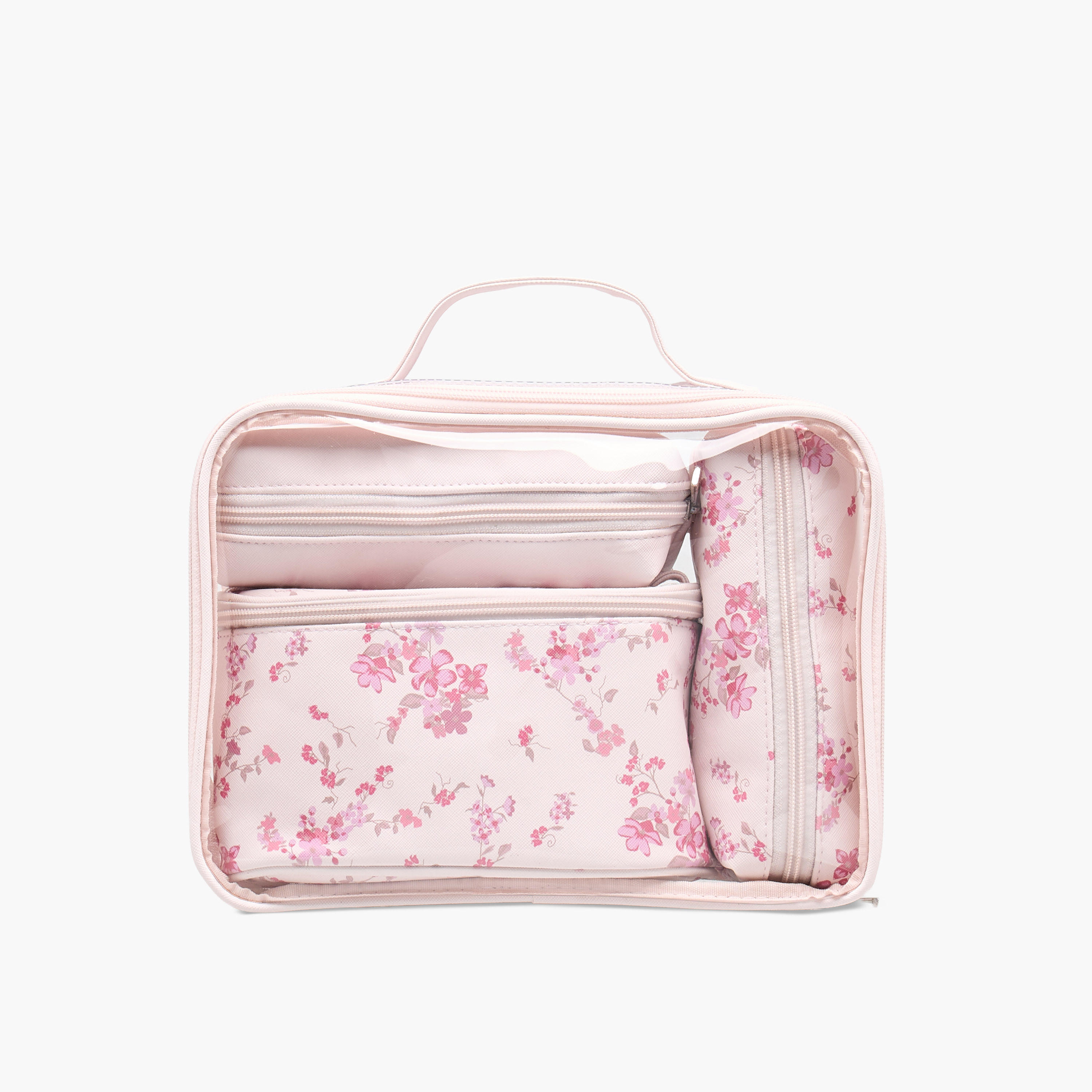 Floral Print 4-Piece Cosmetic Bag Set-beautyandpersonalcare-makeup-brushesandaccessories-makeuppouches-image-2