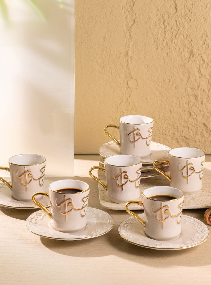 طقم فناجين شاي وصحون بورسلان 12 قطعة جيوار من أوتانتيك - 80 مل-household-dining-teaandcoffee-teaandcoffeesets-image-1