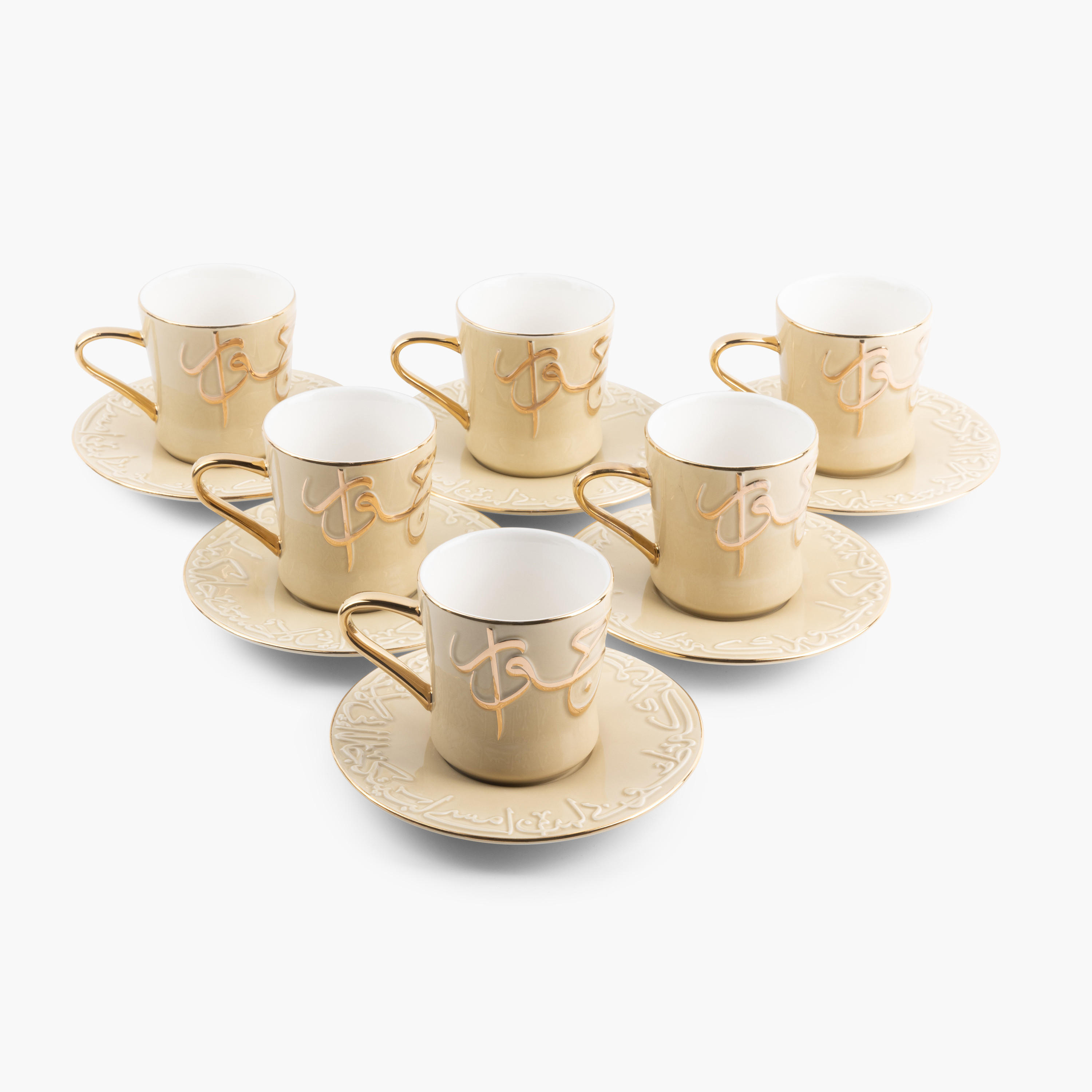 طقم فناجين شاي وصحون بورسلان بنقوش كاليجرافي 19 قطعة جيوار من أوتانتيك - 200 مل-household-dining-teaandcoffee-teaandcoffeesets-image-5