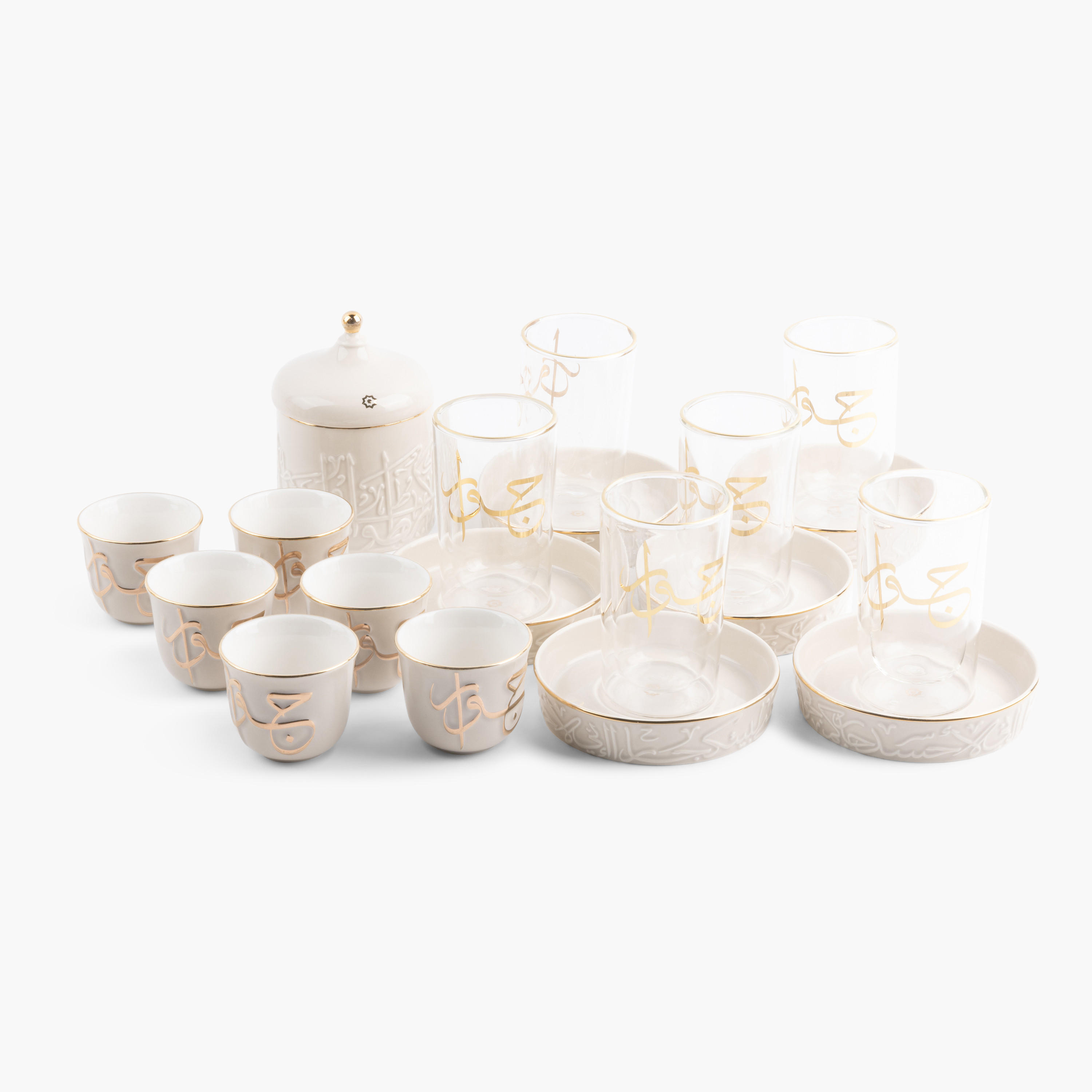Otantik Jiwar 19-Piece Calligraphy Embossed Porcelain Tea Set-household-dining-teaandcoffee-teaandcoffeesets-image-5