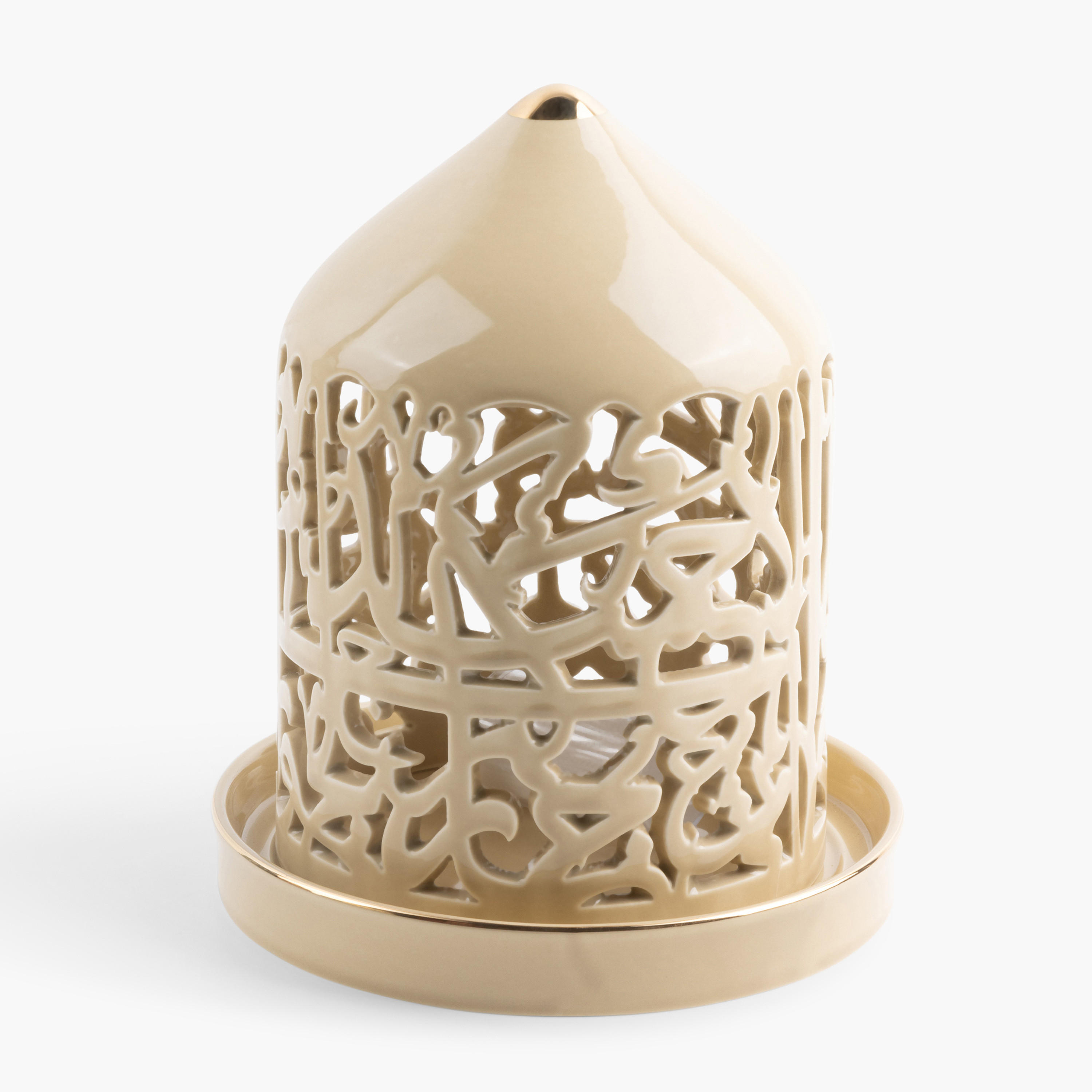 Otantik Asalah Cutwork Detail Porcelain LED Candleholder - 21 cms-household-decor-candleholdersandlanterns-image-2
