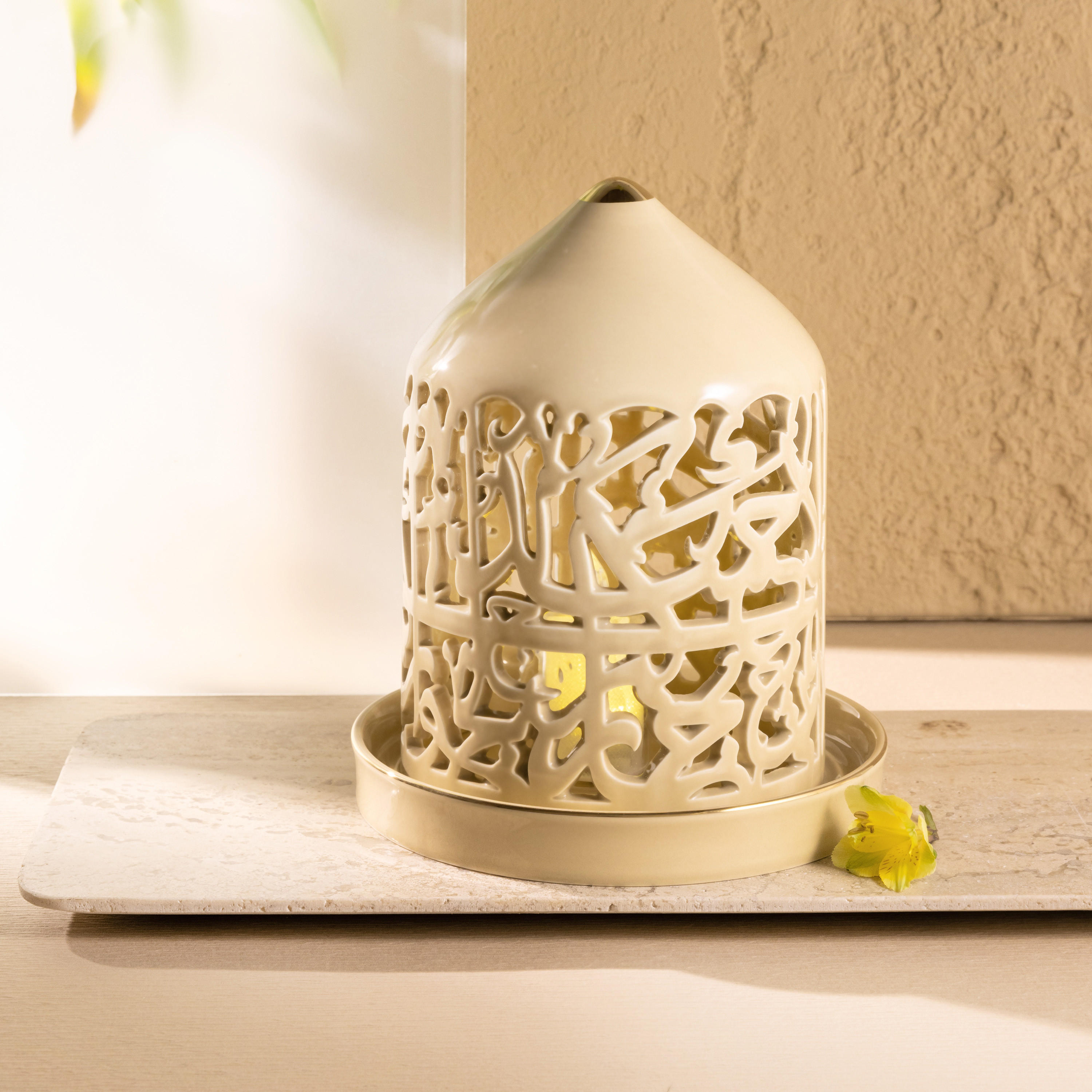 Otantik Asalah Cutwork Detail Porcelain LED Candleholder - 21 cms-household-decor-candleholdersandlanterns-image-5