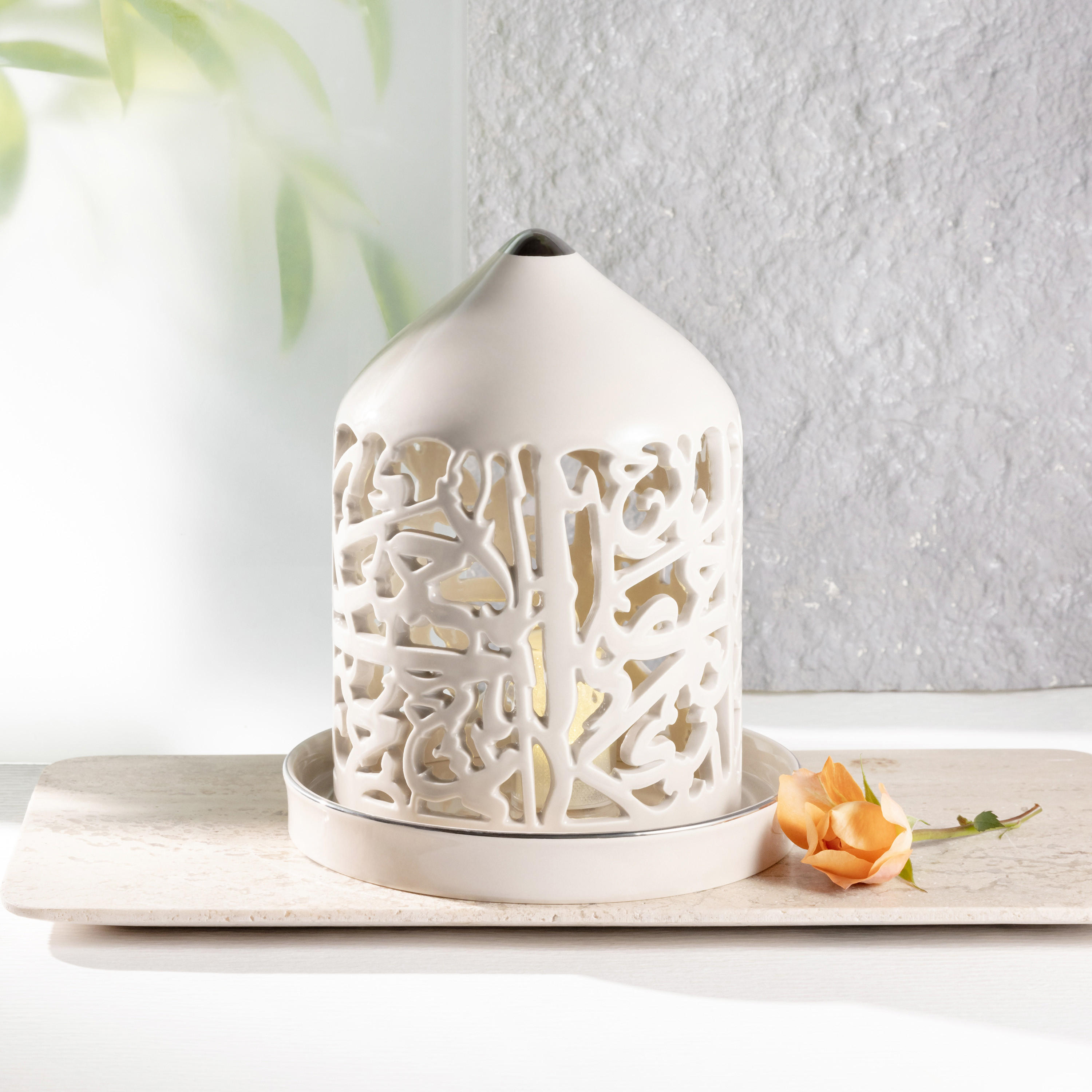 Otantik Asalah Cutwork Detail Porcelain LED Candleholder - 21 cms-household-decor-candleholdersandlanterns-image-5