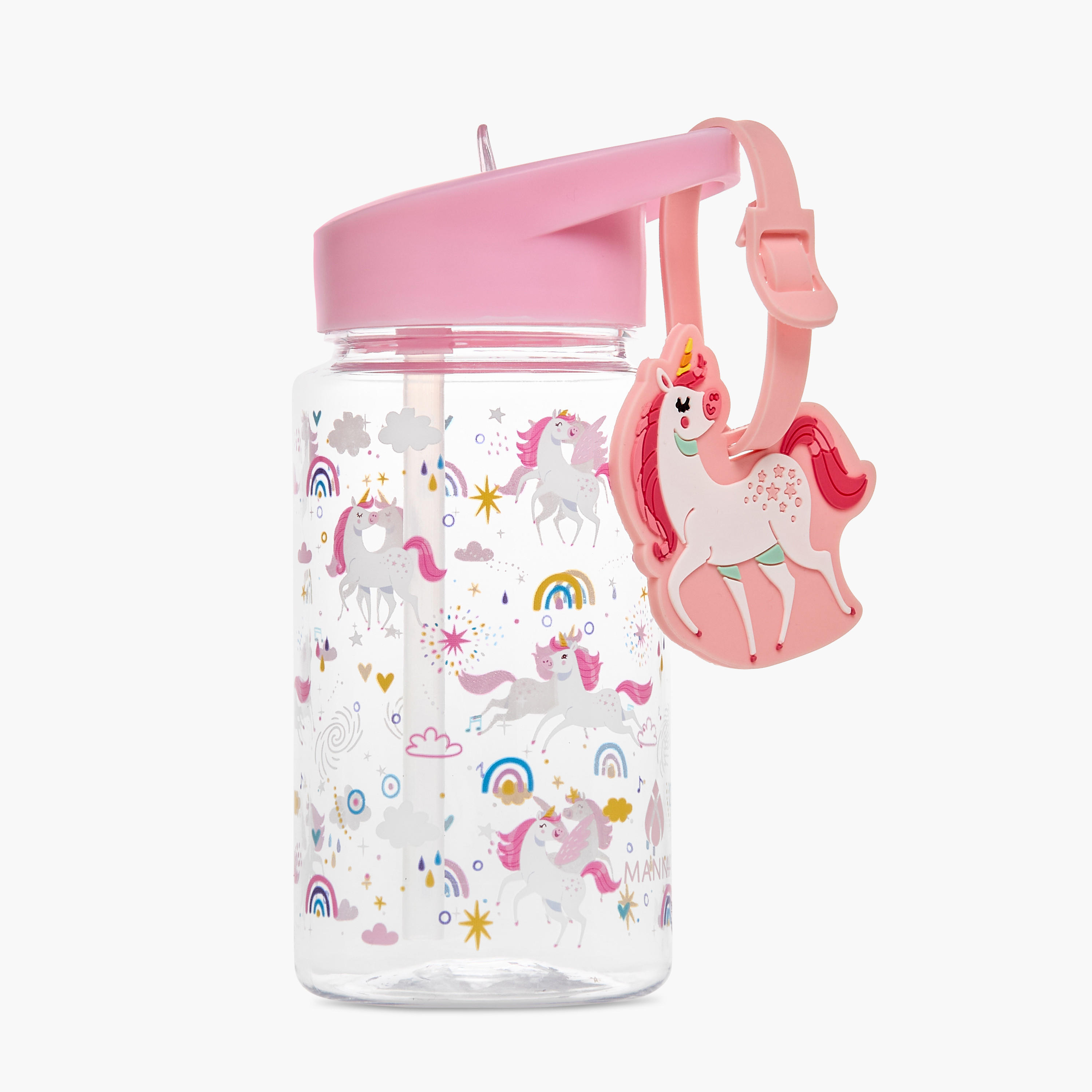 Manna Unicorn Plastic Water Bottle with Sipper and Name Tag Hanger – 440 ml-school-waterbottles-image-1