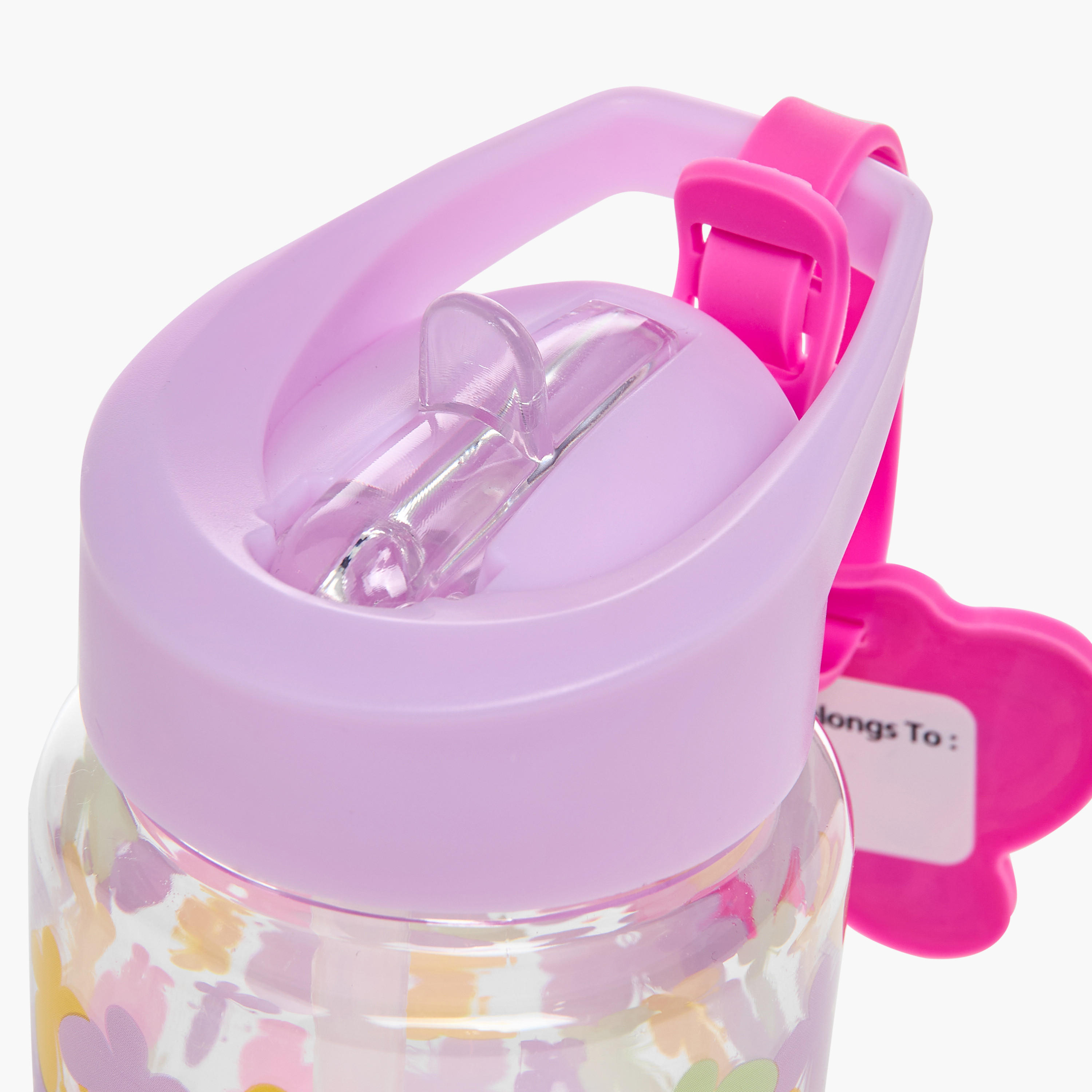 Manna Butterfly Plastic Water Bottle with Sipper and Name Tag Hanger – 440 ml-school-waterbottles-image-4