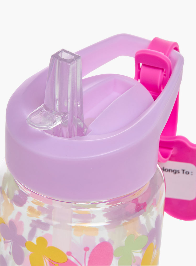 Manna Butterfly Plastic Water Bottle with Sipper and Name Tag Hanger – 440 ml-school-waterbottles-image-5