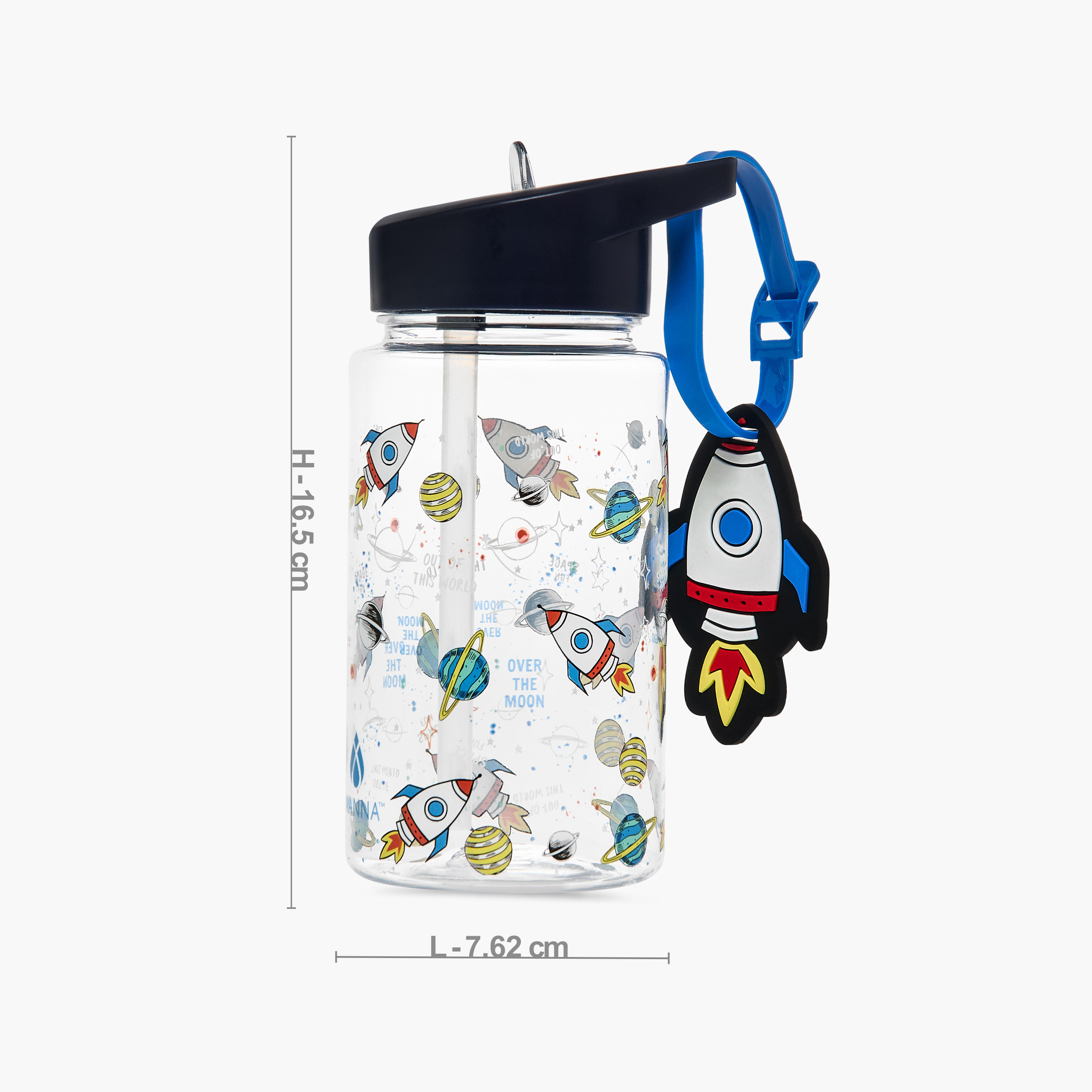 Manna Rocket Plastic Water Bottle with Sipper and Name Tag Hanger – 440 ml-school-waterbottles-image-4
