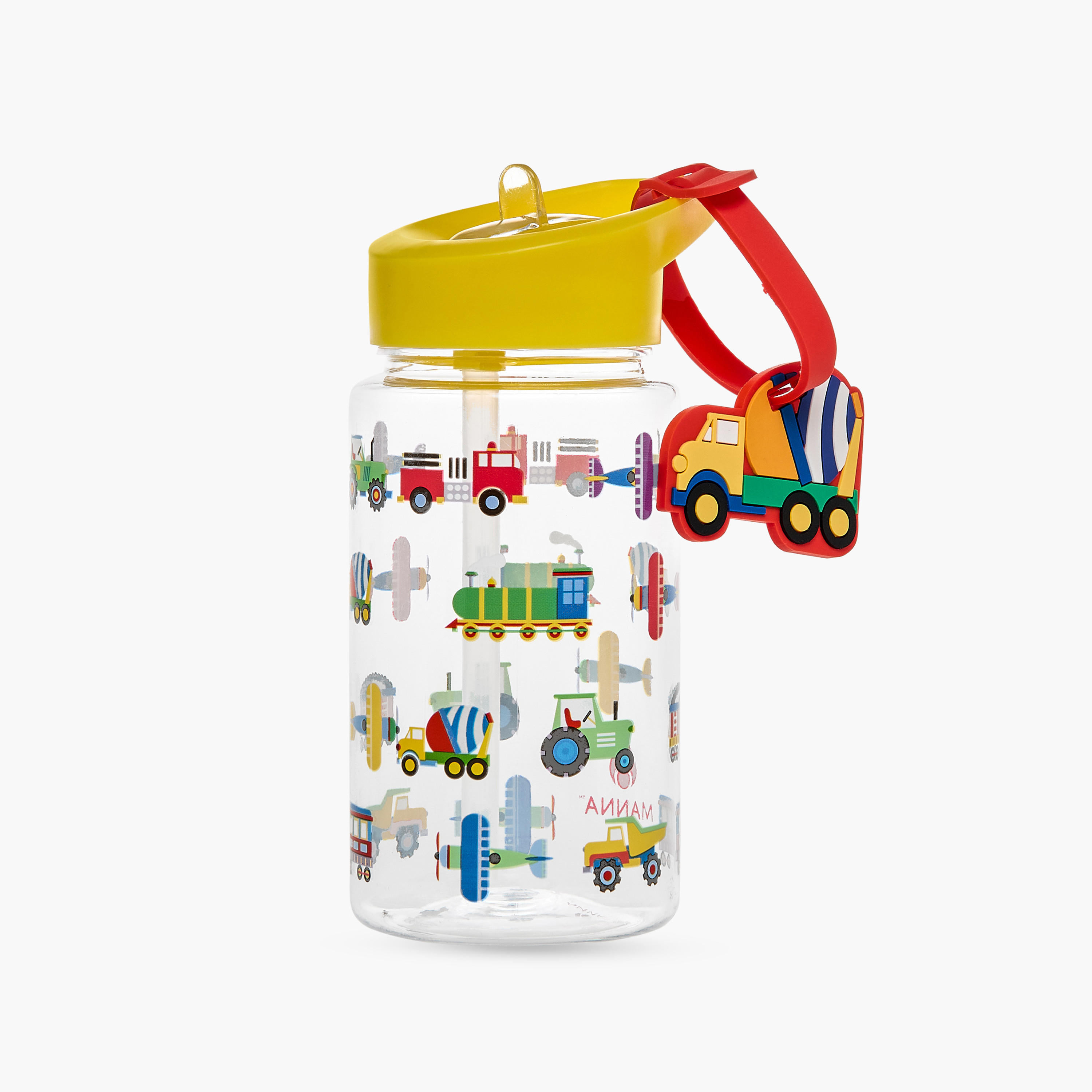 Manna Truck Plastic Water Bottle with Sipper and Name Tag Hanger – 440 ml-school-waterbottles-image-1