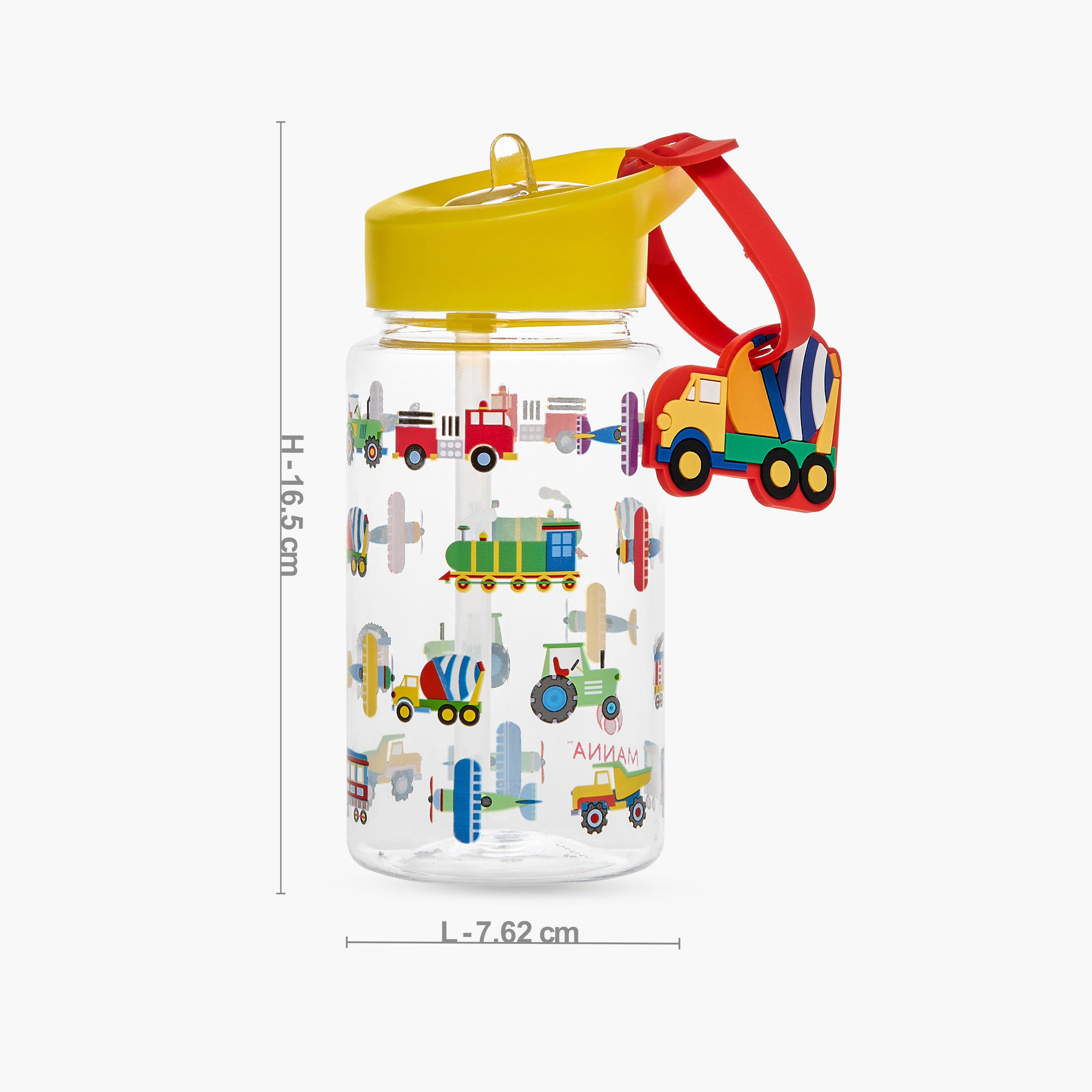 Manna Truck Plastic Water Bottle with Sipper and Name Tag Hanger – 440 ml-school-waterbottles-image-4