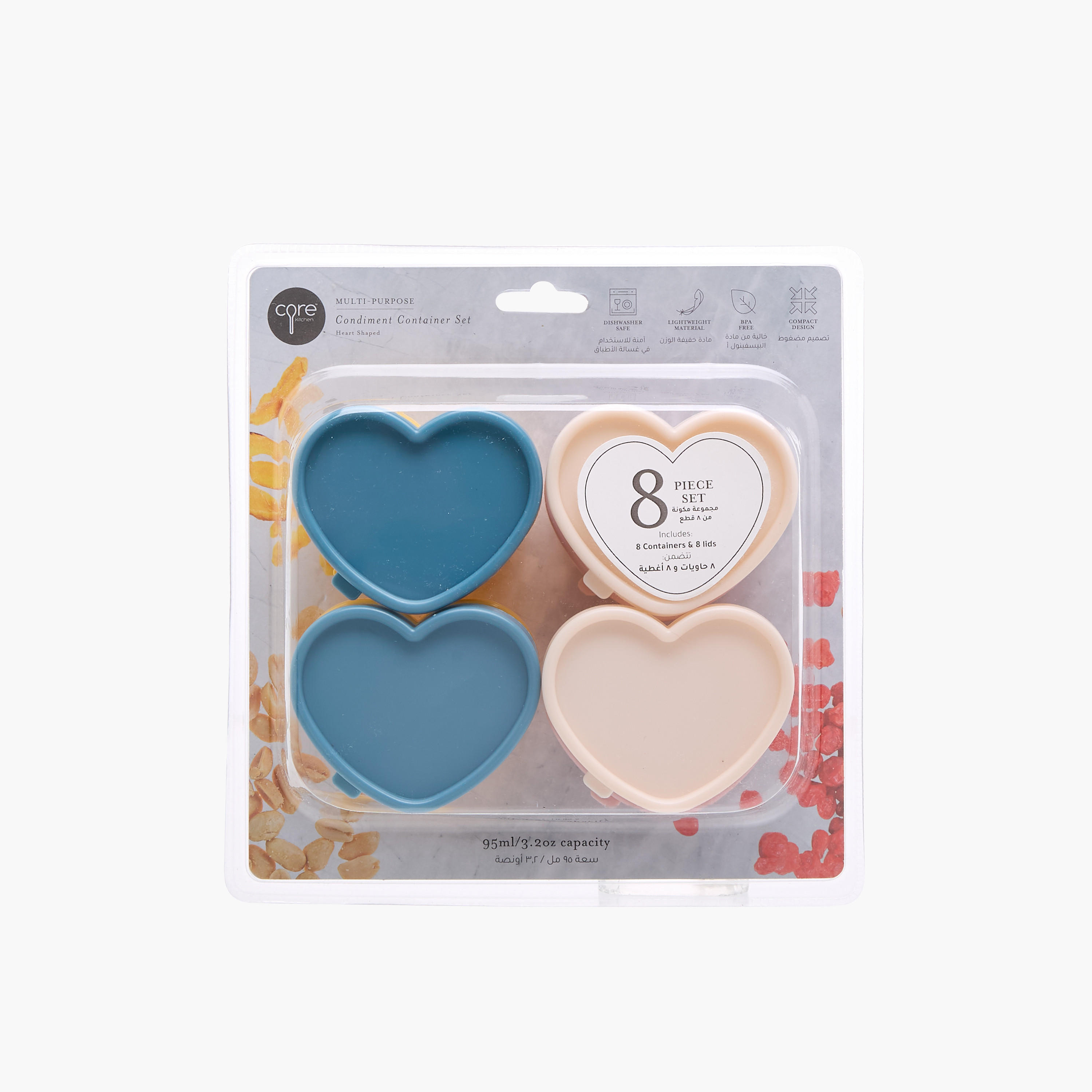 Core Kitchen 8-Piece Heart-Shaped Mini Condiment Container Set-school-lunchessentials-lunchboxes-image-5
