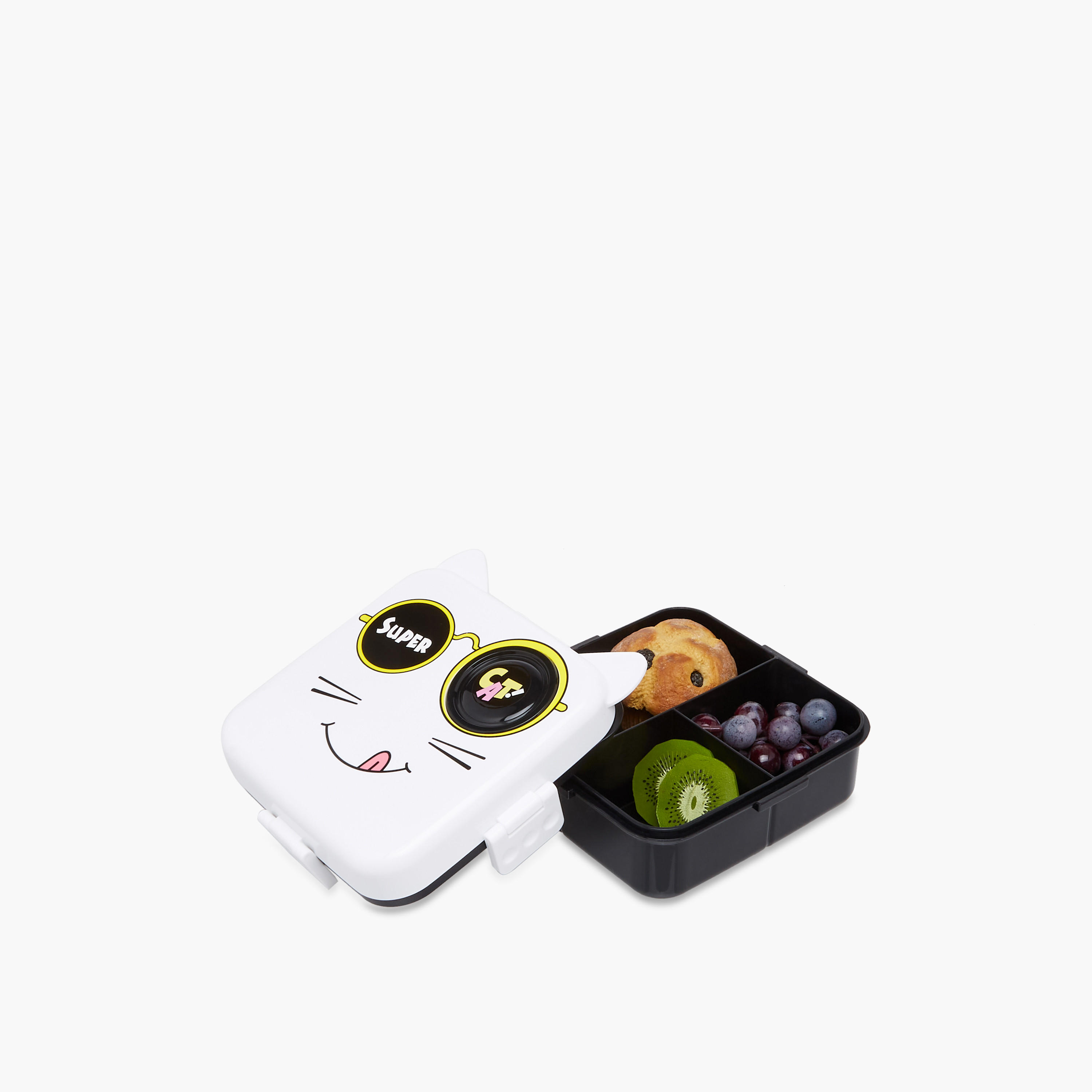 Cat Print Sectioned Lunch Box with Spoon-school-lunchessentials-lunchboxes-image-6