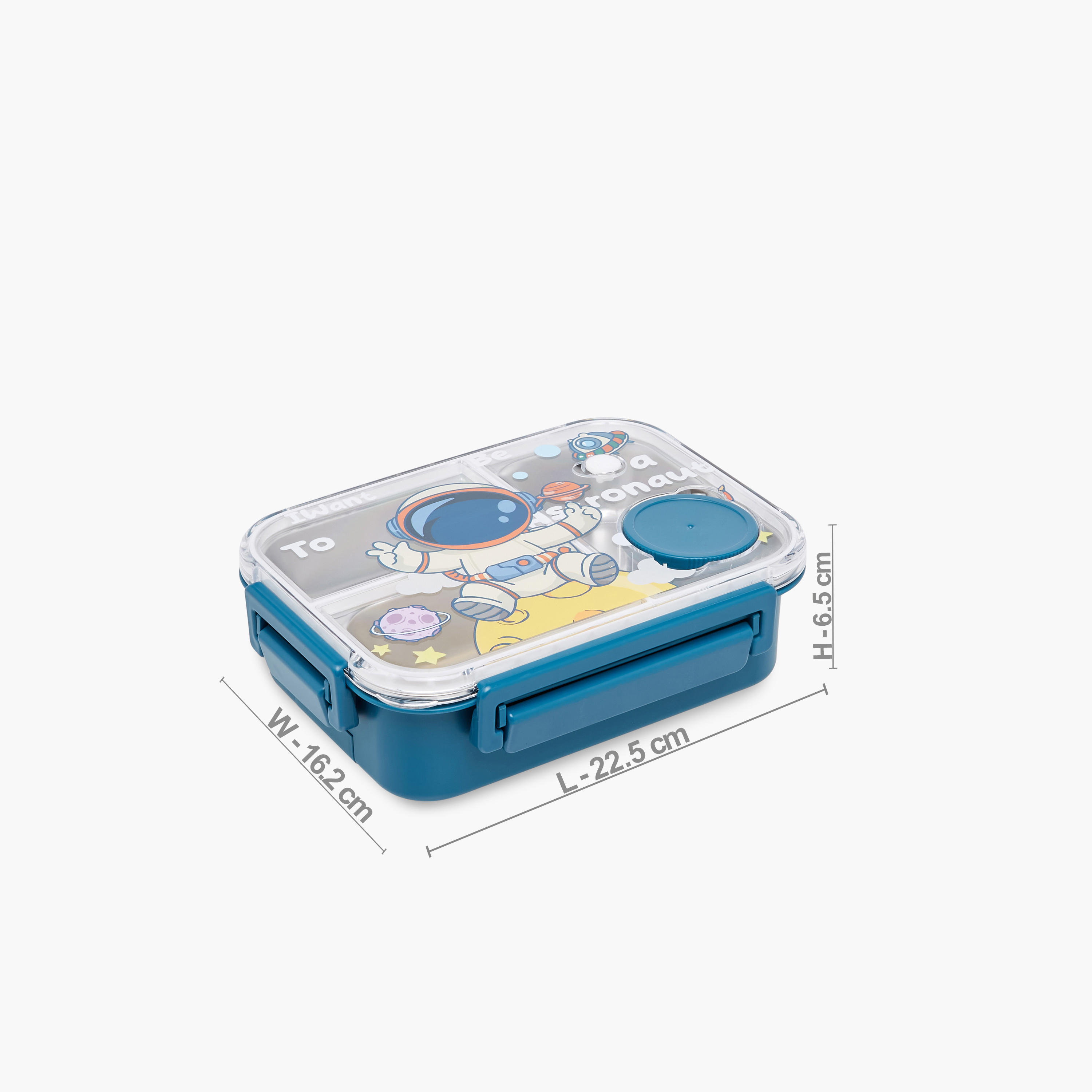 Astronaut Print Sectioned Stainless Steel Lunch Box with Clip Lock Closure-school-lunchessentials-lunchboxes-image-7