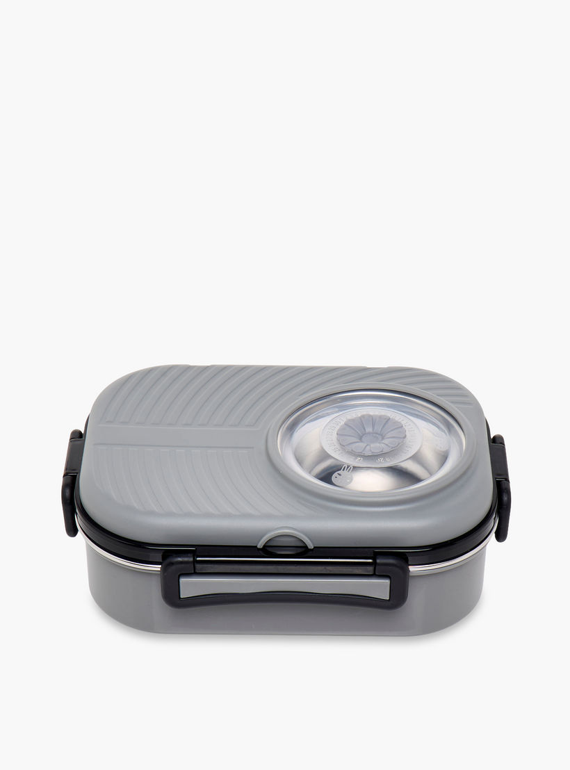 صندوق غداء ستانلس ستيل بقسمين مع ملعقة وشوكة - 1 لتر-school-lunchessentials-lunchboxes-image-1