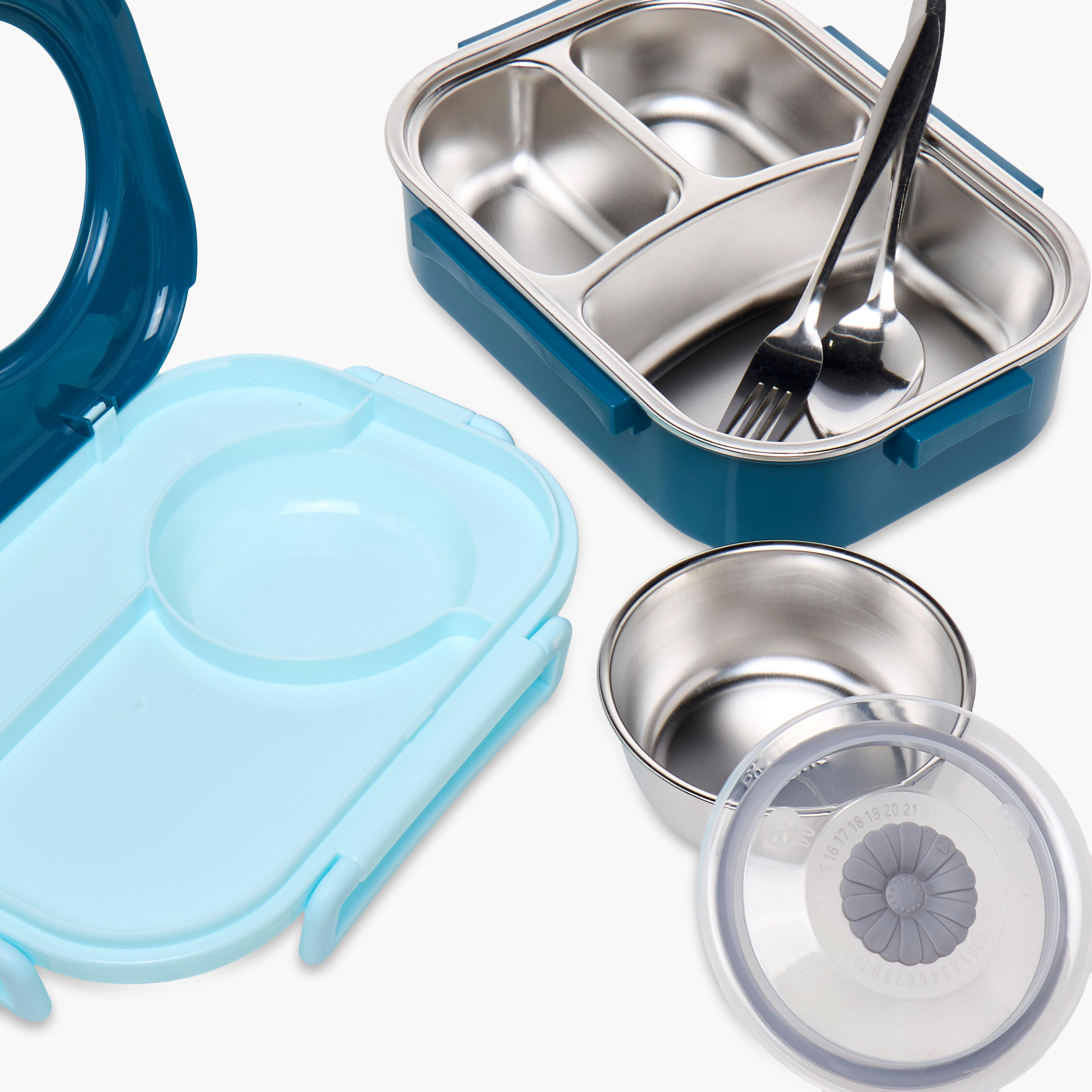Stainless Steel 3-Compartment Lunch Box with Cutlery - 1 L-school-lunchessentials-lunchboxes-image-6