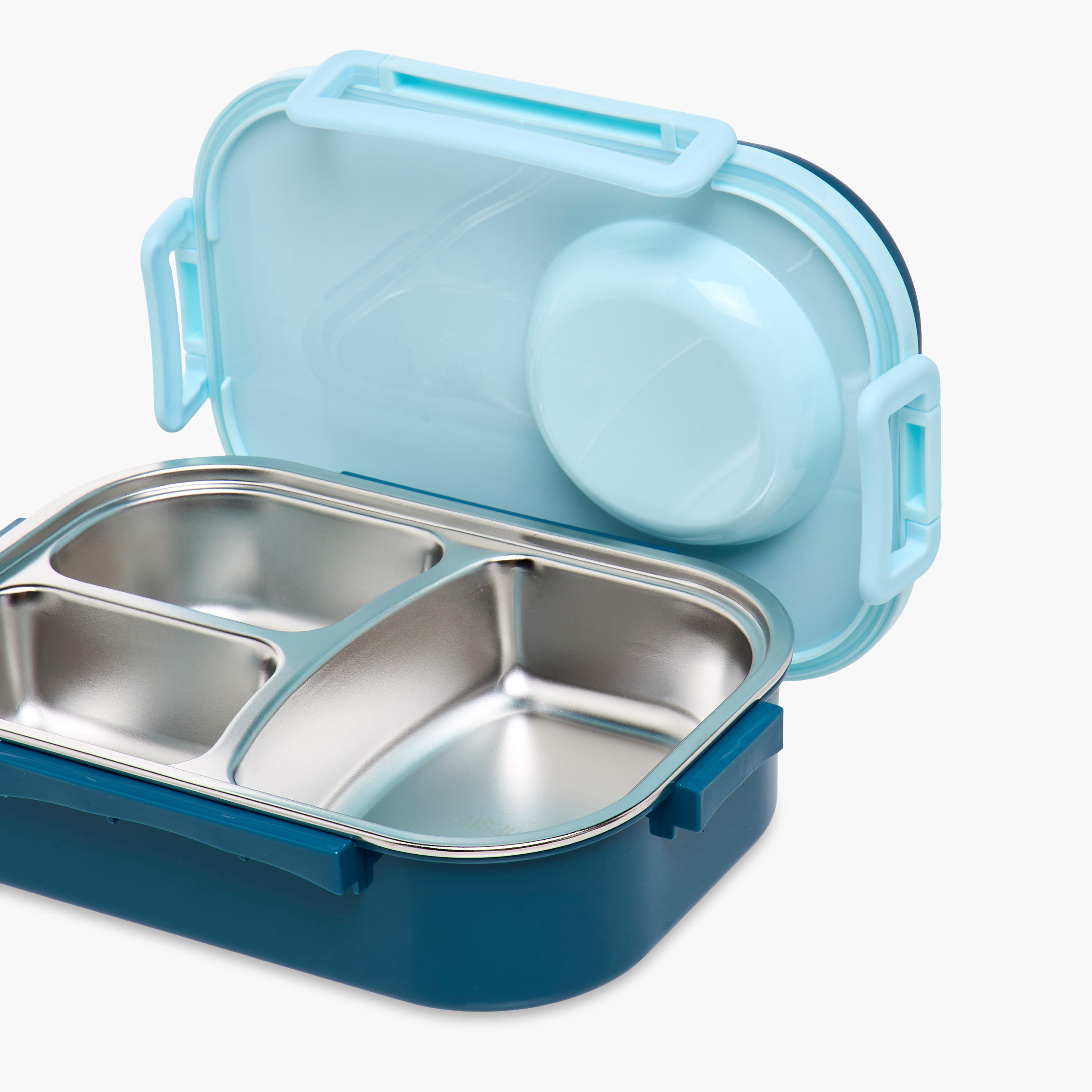 Stainless Steel 3-Compartment Lunch Box with Cutlery - 1 L-school-lunchessentials-lunchboxes-image-7