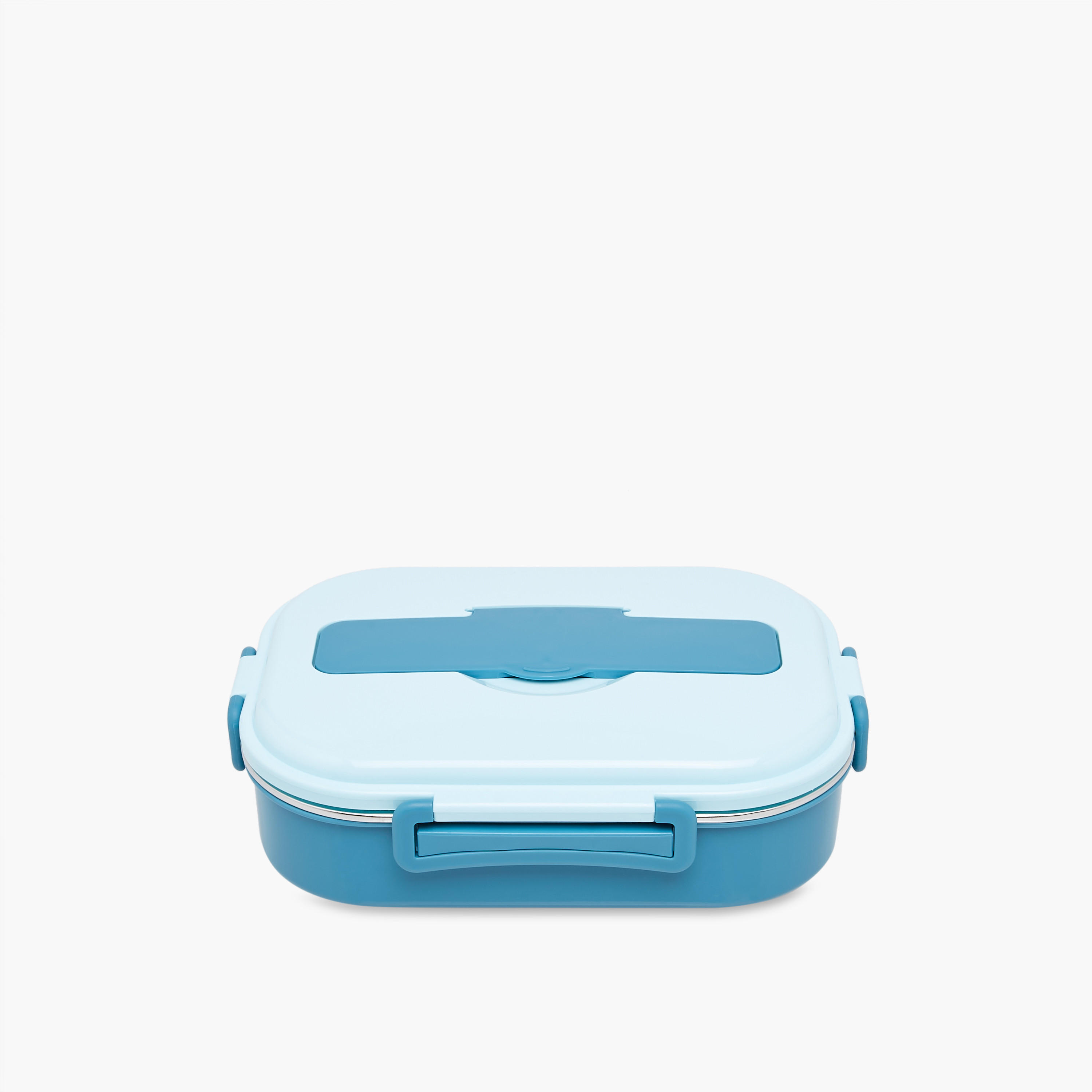 Solid Stainless Steel Sectioned Lunch Box with Cutlery and Clip Lock Closure-school-lunchessentials-lunchboxes-image-2