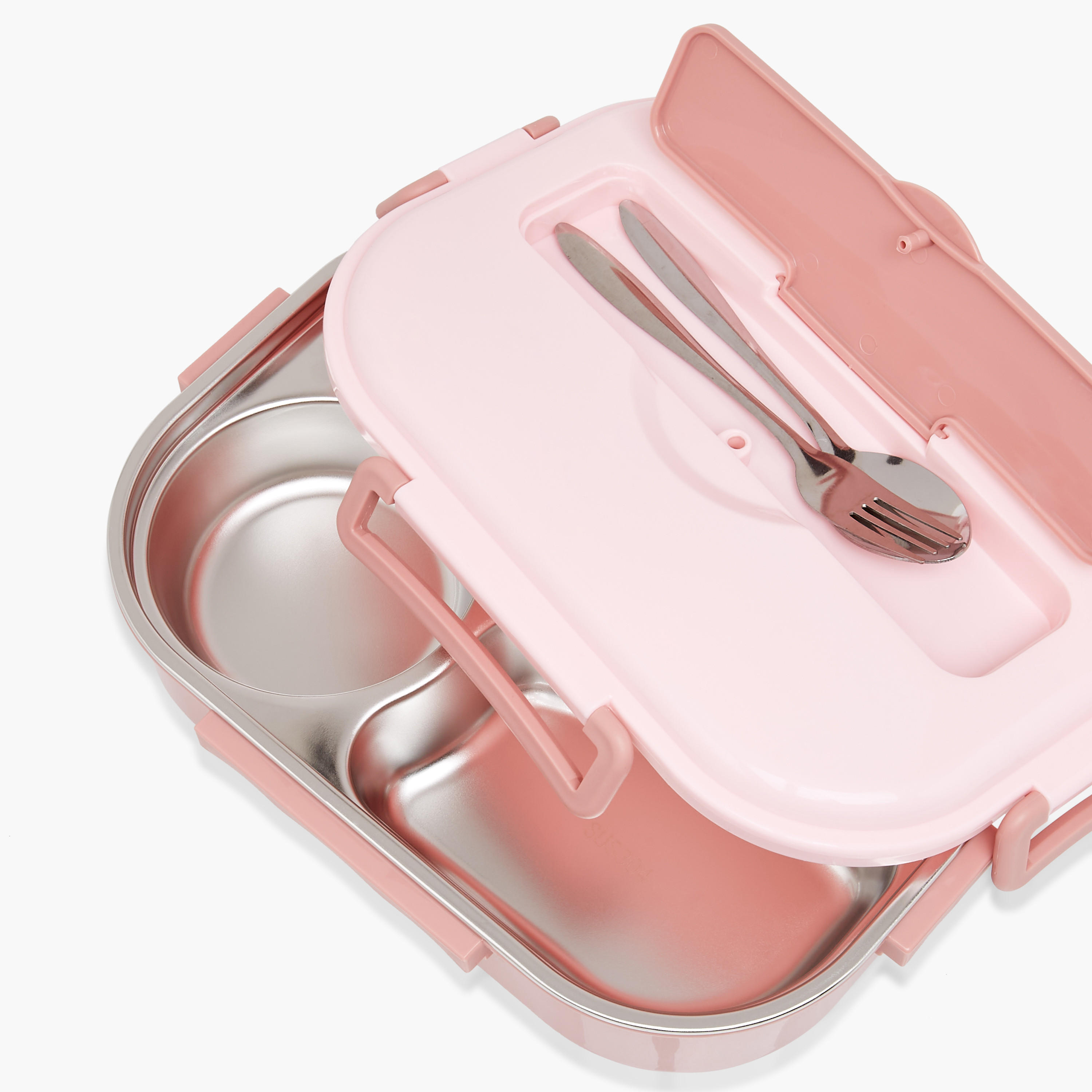 Solid 4-Compartment Stainless Steel Lunch Box with Cutlery - 1100 ml-school-lunchessentials-lunchboxes-image-5