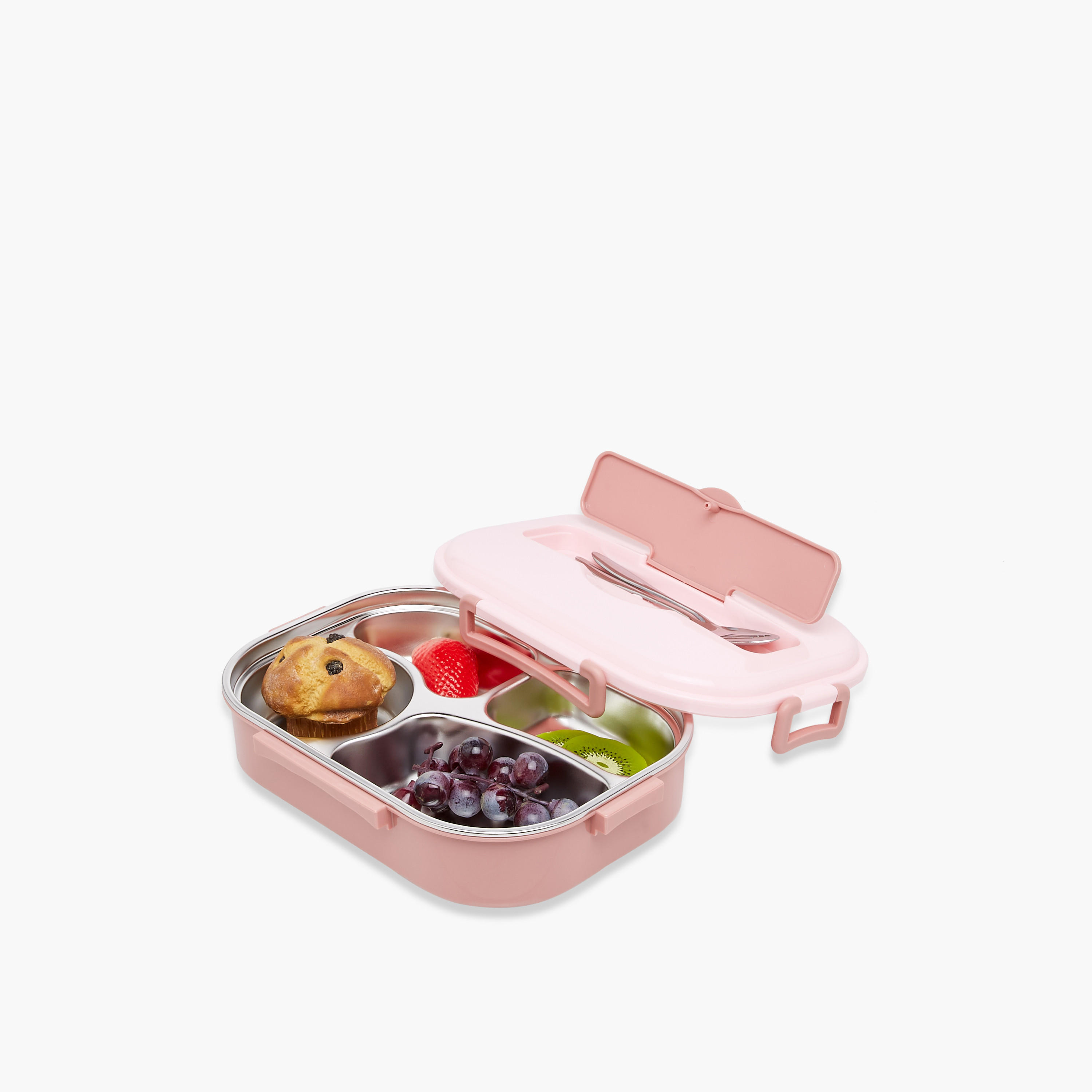 Solid 4-Compartment Stainless Steel Lunch Box with Cutlery - 1100 ml-school-lunchessentials-lunchboxes-image-6