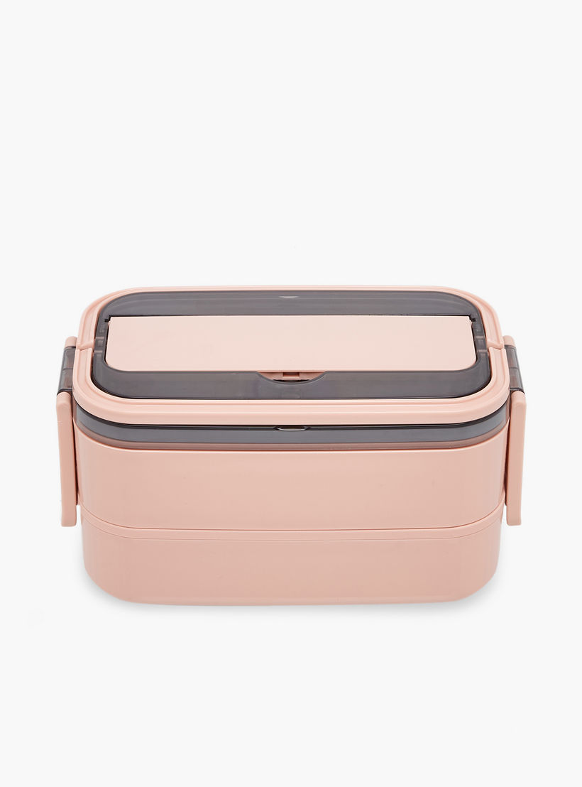 Solid 2-Layer Stainless Steel Lunch Box with Cutlery - 1400 ml-school-lunchessentials-lunchboxes-image-1