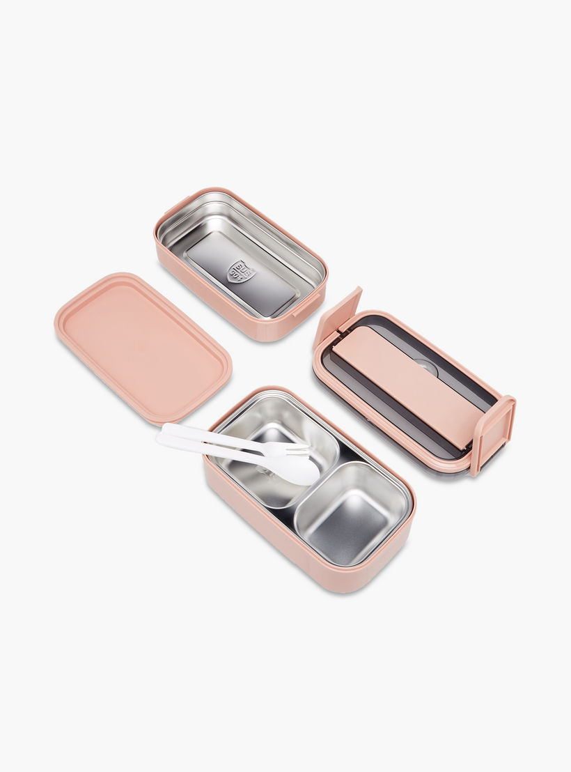 Solid 2-Layer Stainless Steel Lunch Box with Cutlery - 1400 ml-school-lunchessentials-lunchboxes-image-4