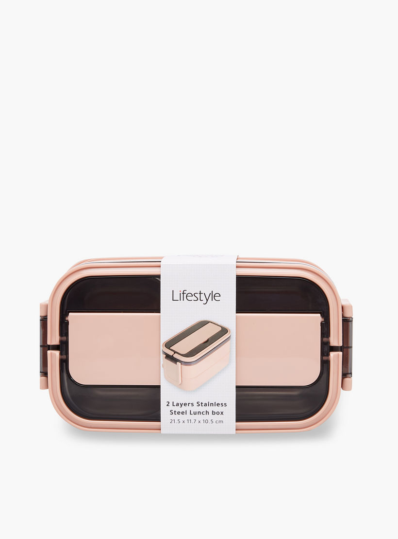 Solid 2-Layer Stainless Steel Lunch Box with Cutlery - 1400 ml-school-lunchessentials-lunchboxes-image-8