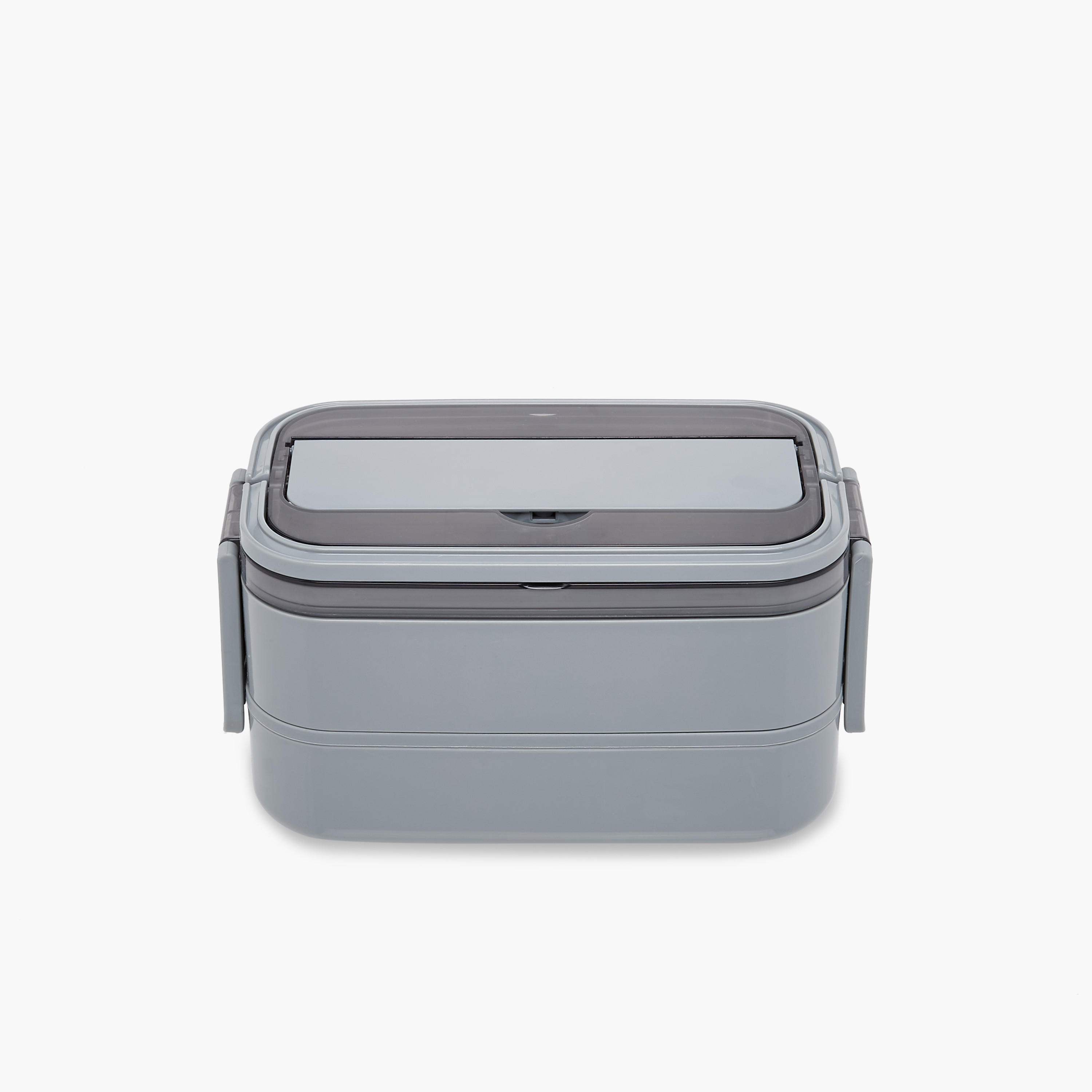 Solid 2-Layer Stainless Steel Lunch Box with Cutlery - 1400 ml-school-lunchessentials-lunchboxes-image-1