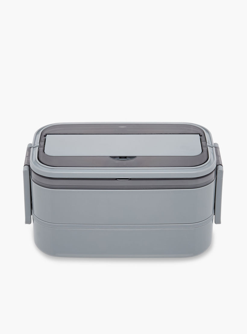 Solid 2-Layer Stainless Steel Lunch Box with Cutlery - 1400 ml-school-lunchessentials-lunchboxes-image-1