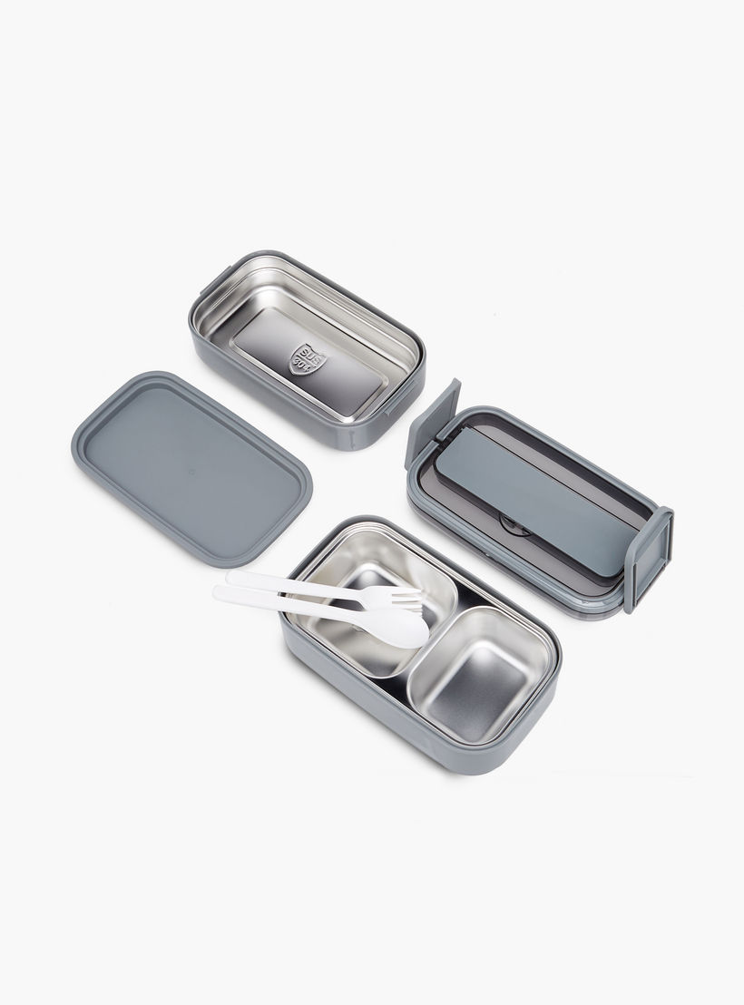 Solid 2-Layer Stainless Steel Lunch Box with Cutlery - 1400 ml-school-lunchessentials-lunchboxes-image-4