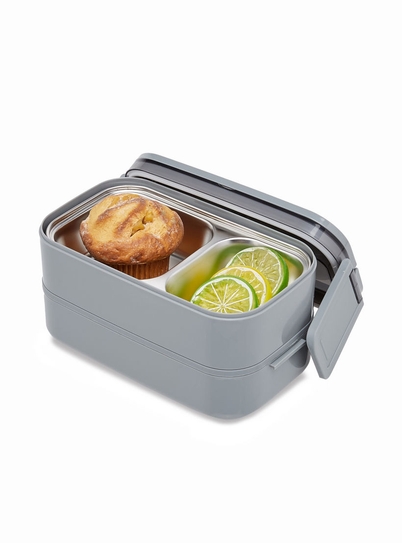 Solid 2-Layer Stainless Steel Lunch Box with Cutlery - 1400 ml-school-lunchessentials-lunchboxes-image-6