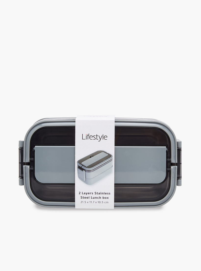 Solid 2-Layer Stainless Steel Lunch Box with Cutlery - 1400 ml-school-lunchessentials-lunchboxes-image-8