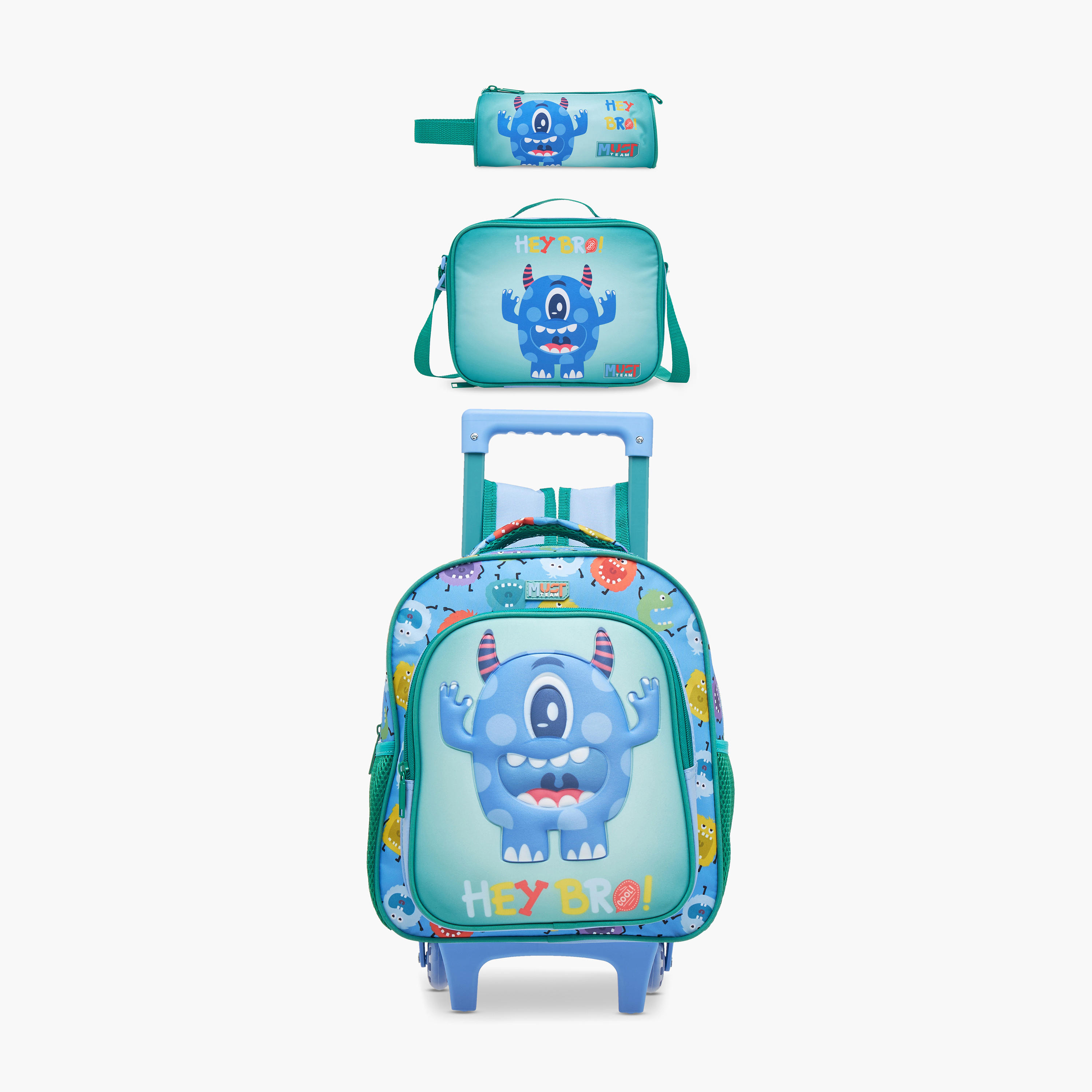 MUST Printed 3-Piece School Trolley Bag Set for Boys 2-5 Years with Lunch Bag and Pencil Pouch -school-bagsandbackpacks-trolleybags-image-1