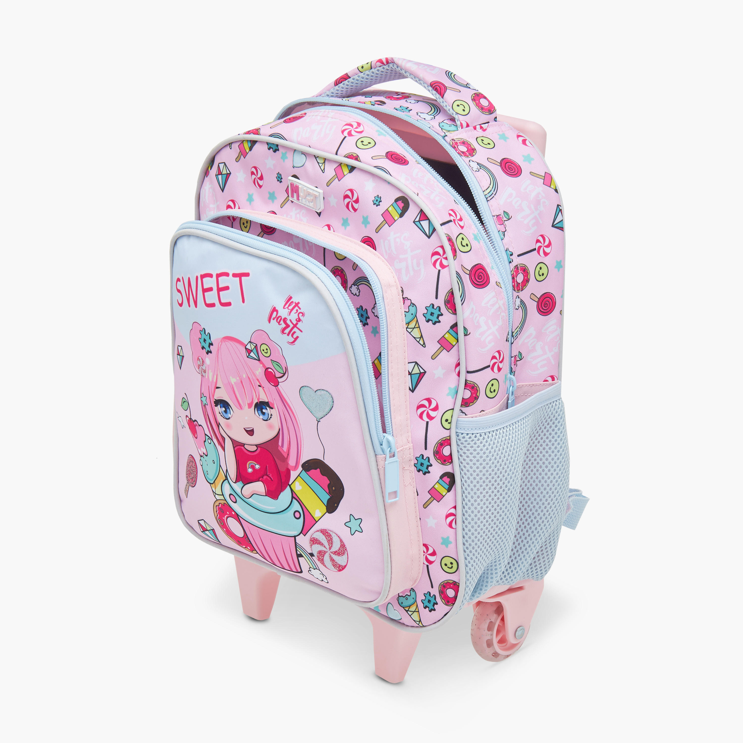 طقم شنطة ترولي مدرسية 3 قطع للبنات 2-5 سنوات مع شنطة غداء ومقلمة بطبعات من ماست-school-bagsandbackpacks-trolleybags-image-14