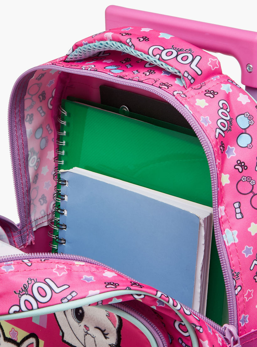 طقم شنطة ترولي مدرسية 3 قطع للبنات 2-5 سنوات مع شنطة غداء ومقلمة بتصميم قطط من ماست-school-bagsandbackpacks-trolleybags-image-14