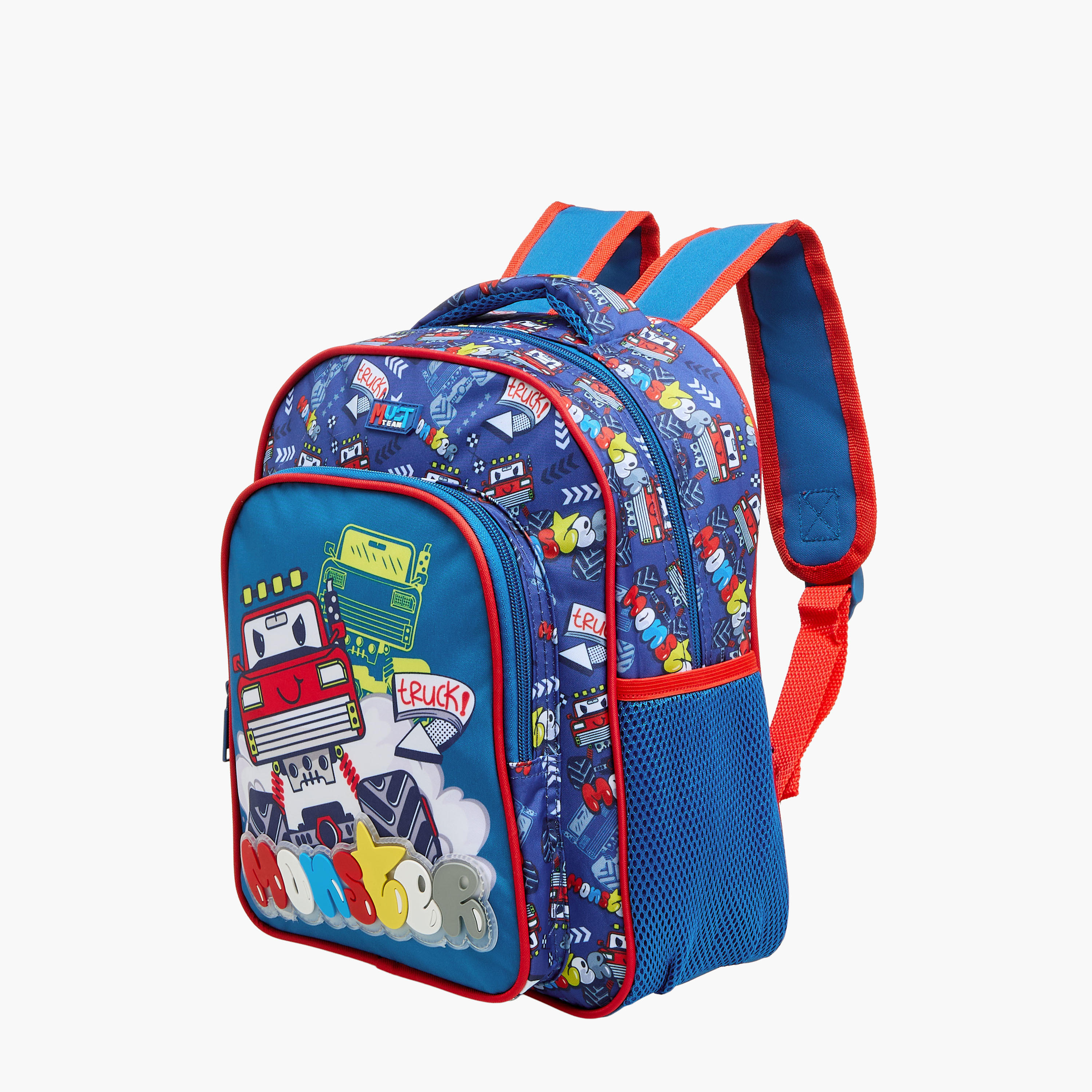 MUST 3-Piece Monster Truck Print Backpack Set - 27x10x31 cms-school-bagsandbackpacks-sets-image-3
