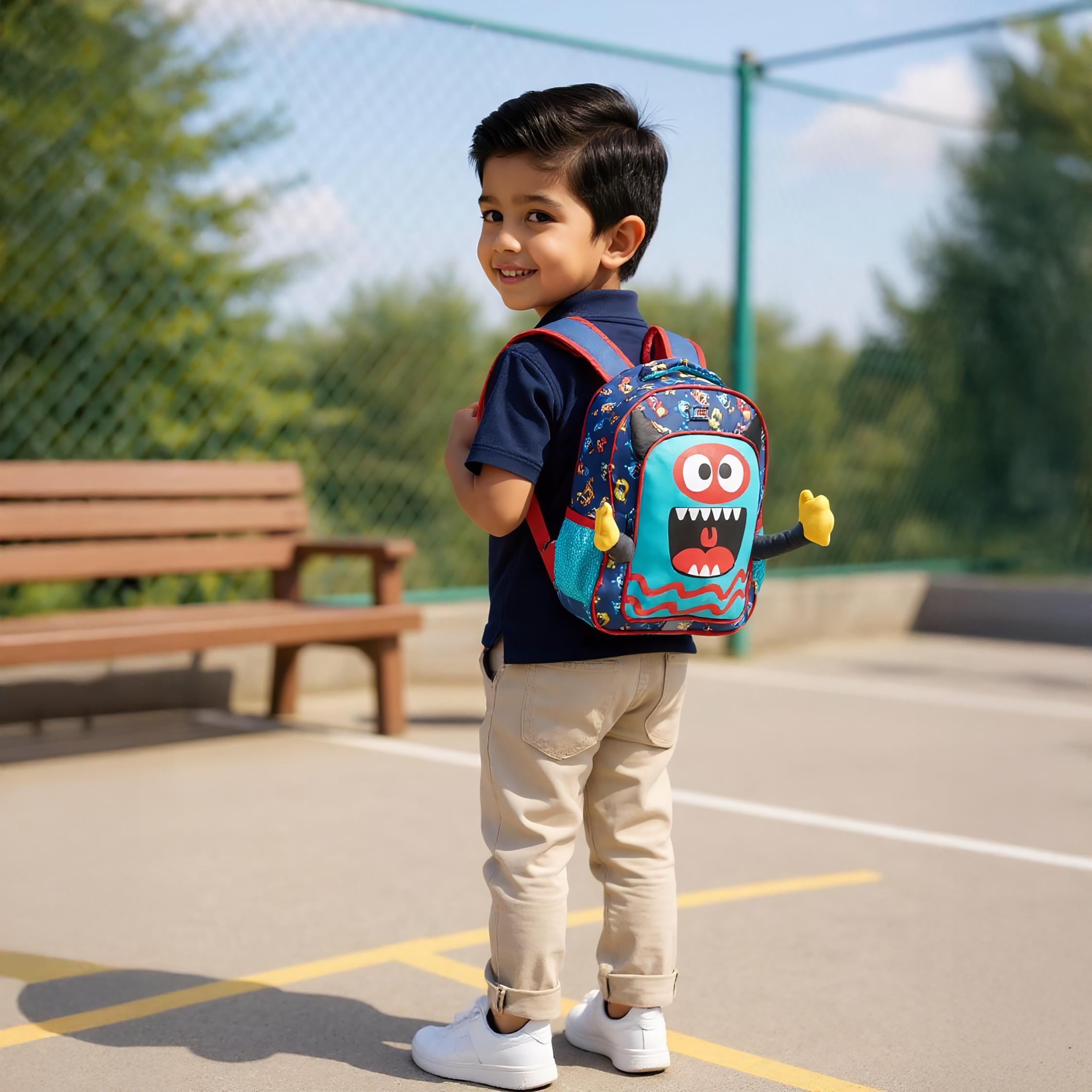 MUST 3-Piece Monster Print Backpack Set - 27x10x31 cms-school-bagsandbackpacks-sets-image-2