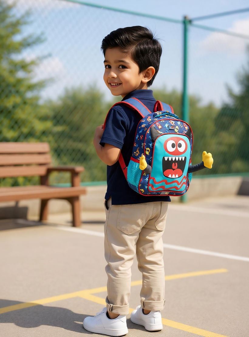 MUST 3-Piece Monster Print Backpack Set - 27x10x31 cms-school-bagsandbackpacks-sets-image-2