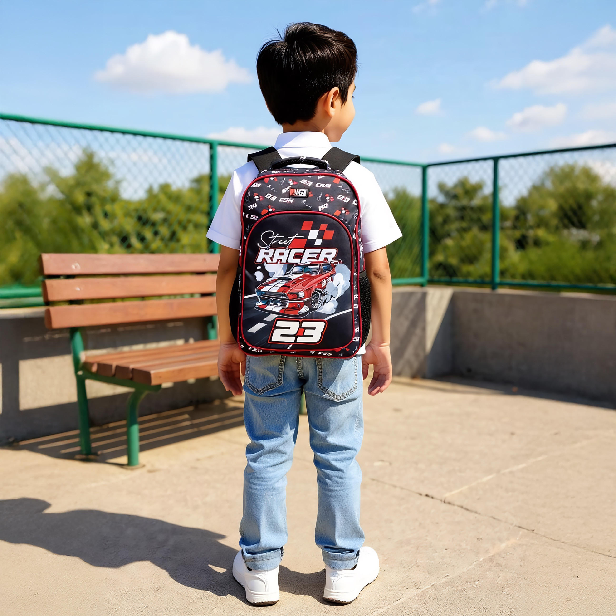 مجموعة شنطة ظهر 5 قطع بطبعات من موست - 43x30x13 سم-school-bagsandbackpacks-backpacks-image-3