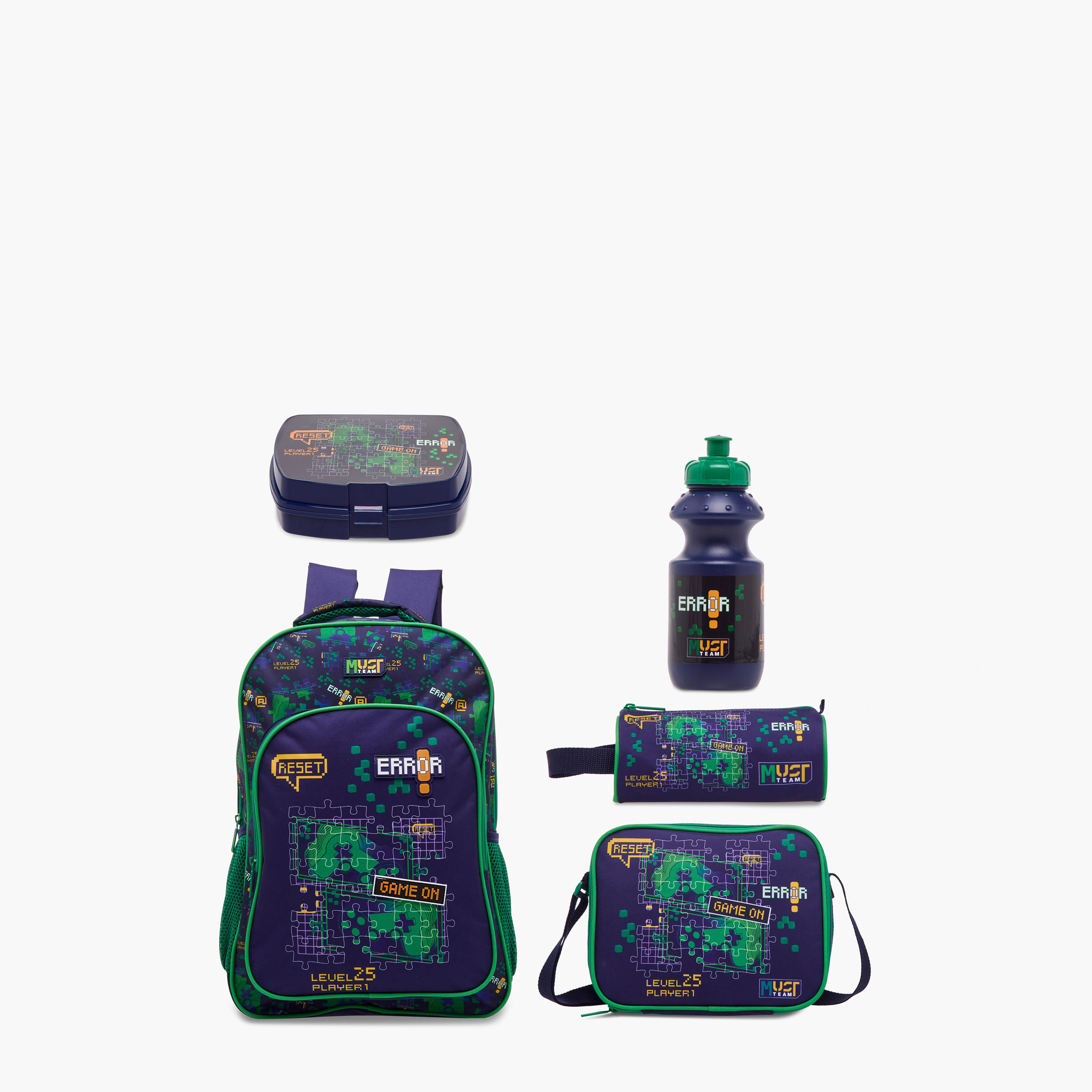 طقم شنطة ظهر 5 قطع بطبعات ألعاب 16 بوصة من ماست - 43×30×13 سم-school-bagsandbackpacks-backpacks-image-1