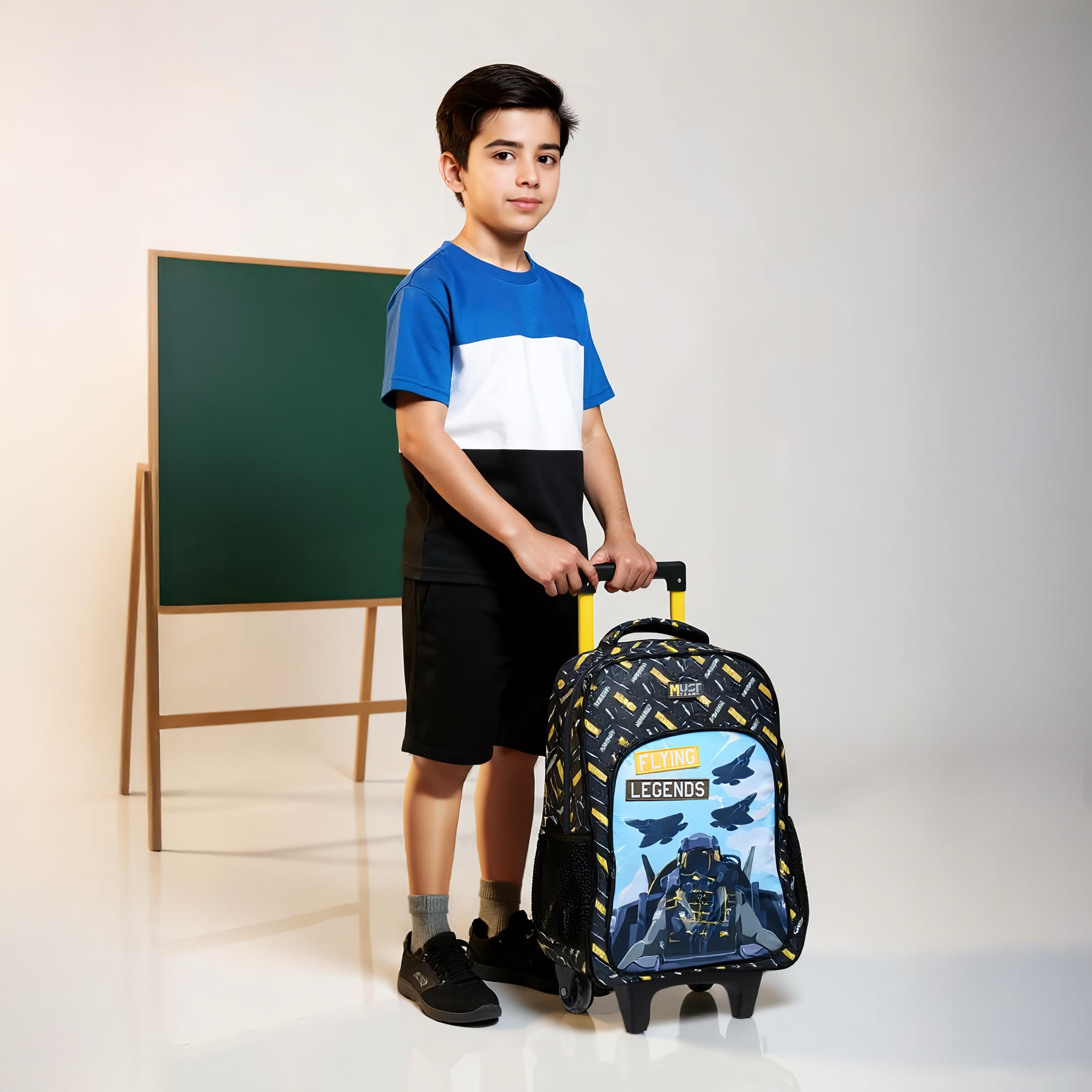 MUST 5-Piece Flying Legends Print 16-inch Trolley Backpack Set - 43x30x13 cms-school-bagsandbackpacks-trolleybags-image-2