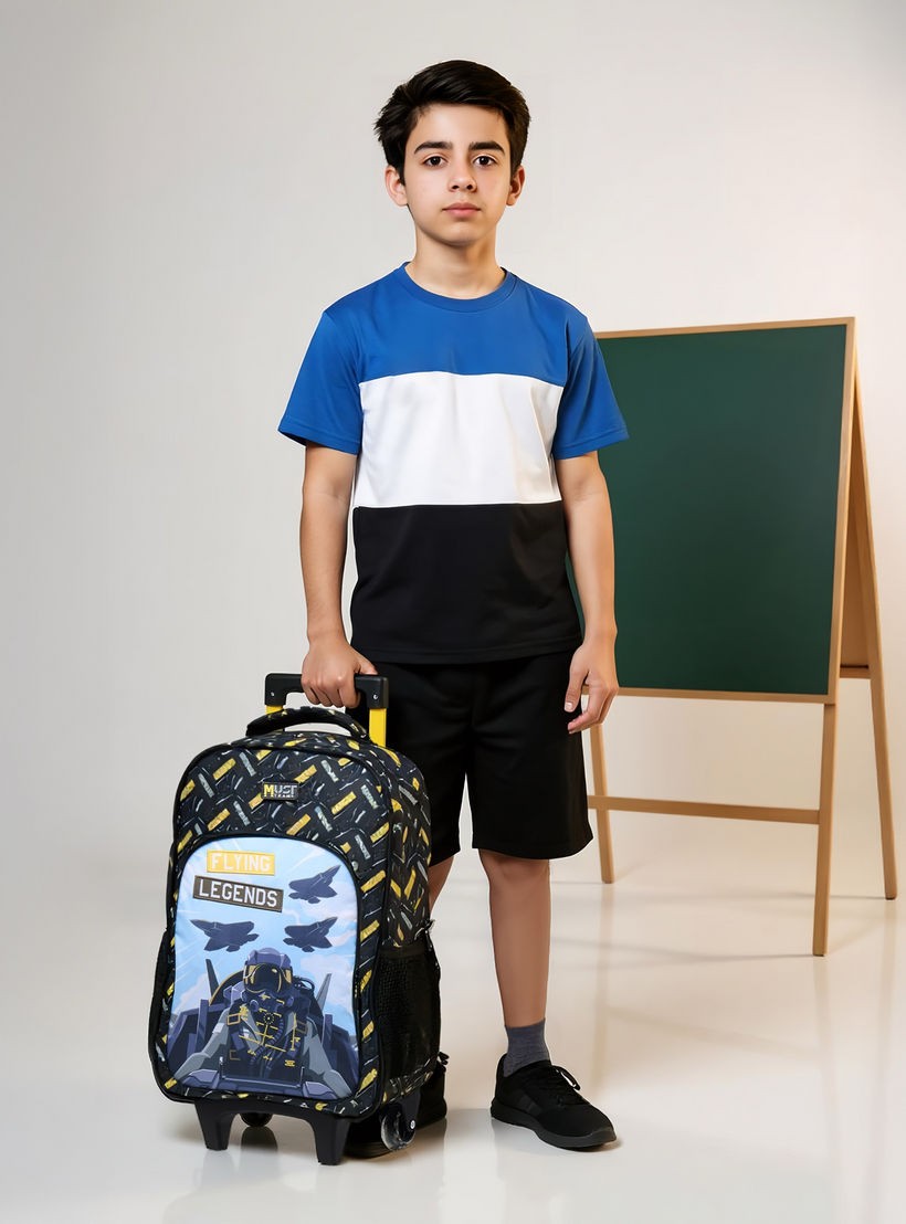 طقم شنطة ظهر ترولي 16 بوصة 5 قطع بطبعات من ماست - 43x30x13 سم-school-bagsandbackpacks-trolleybags-image-3