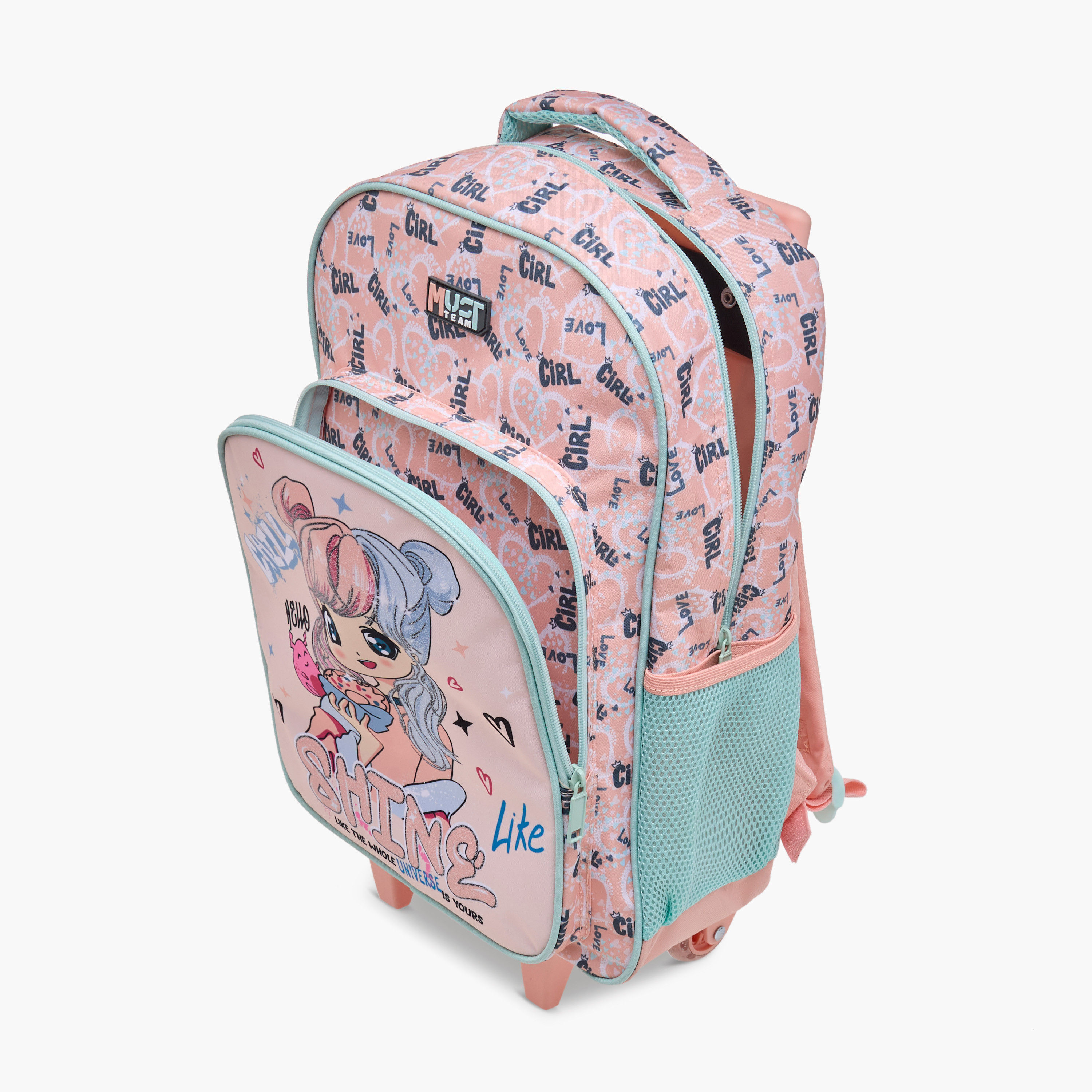 طقم شنطة ترولي مدرسية 5 قطع للبنات 5-8 سنوات مع شنطة غداء ومقلمة بطبعات من ماست-school-bagsandbackpacks-trolleybags-image-16