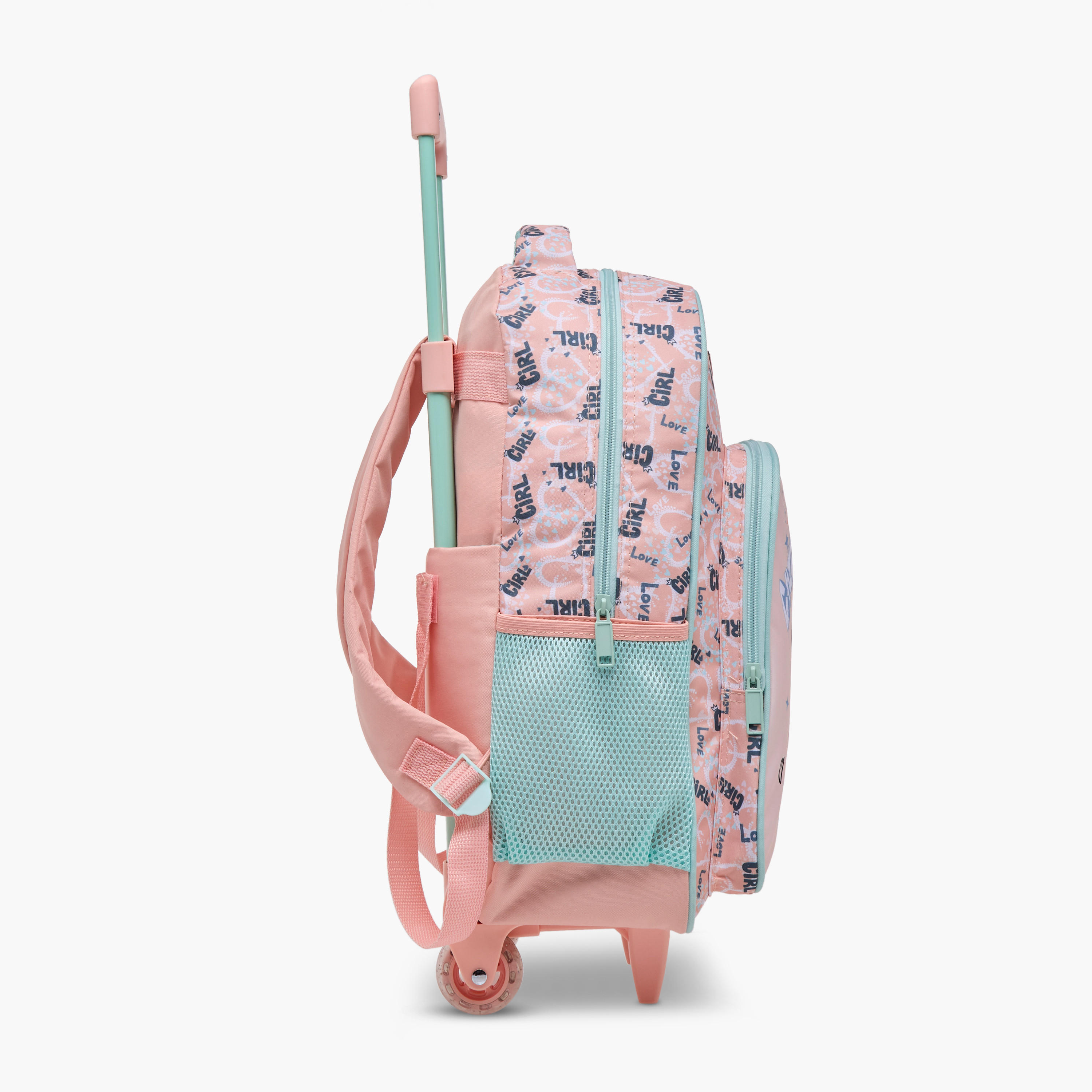 طقم شنطة ترولي مدرسية 5 قطع للبنات 5-8 سنوات مع شنطة غداء ومقلمة بطبعات من ماست-school-bagsandbackpacks-trolleybags-image-4