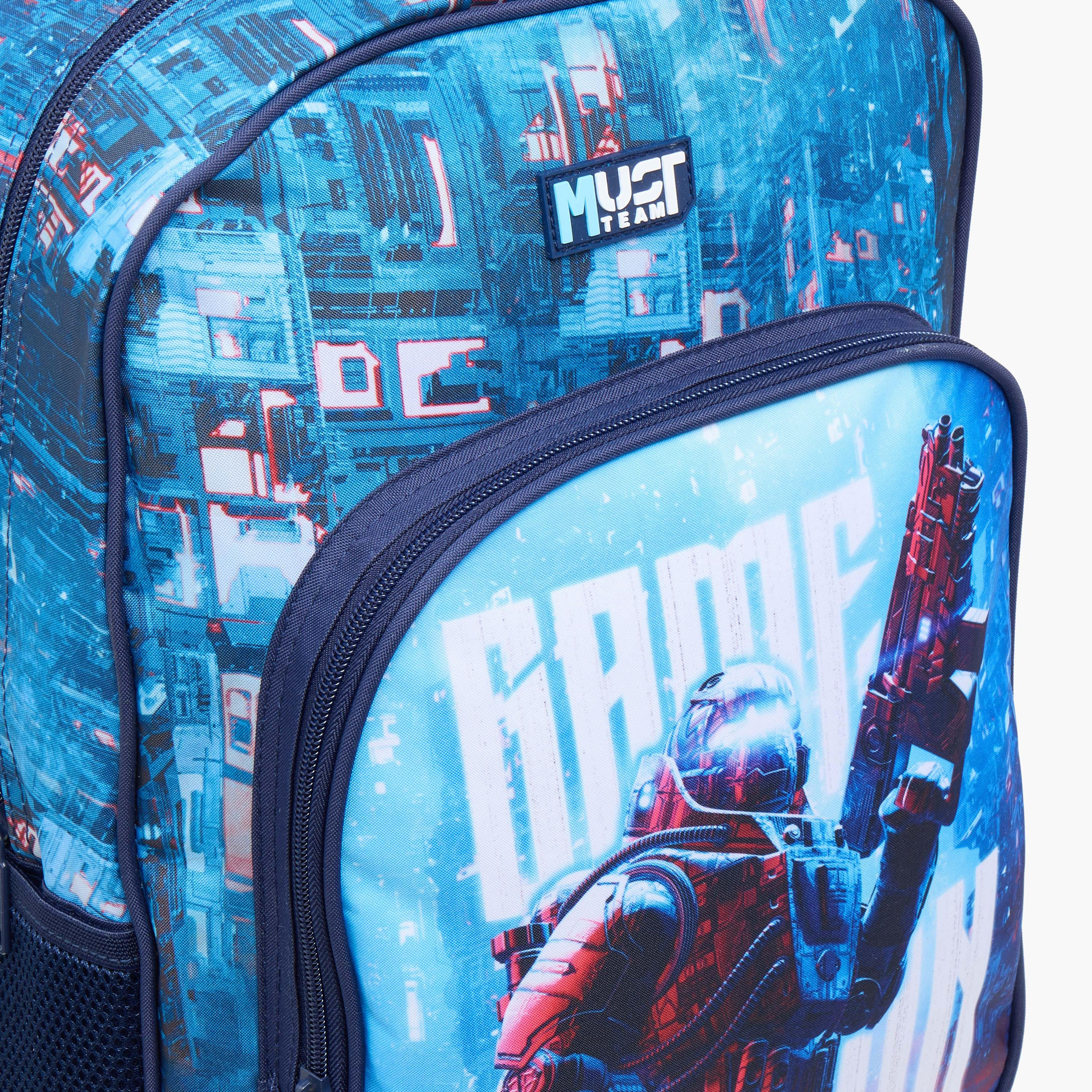 طقم شنطة ظهر ترولي 16 بوصة 3 قطع بطبعات من ماست - 43x30x13 سم-school-bagsandbackpacks-trolleybags-image-12